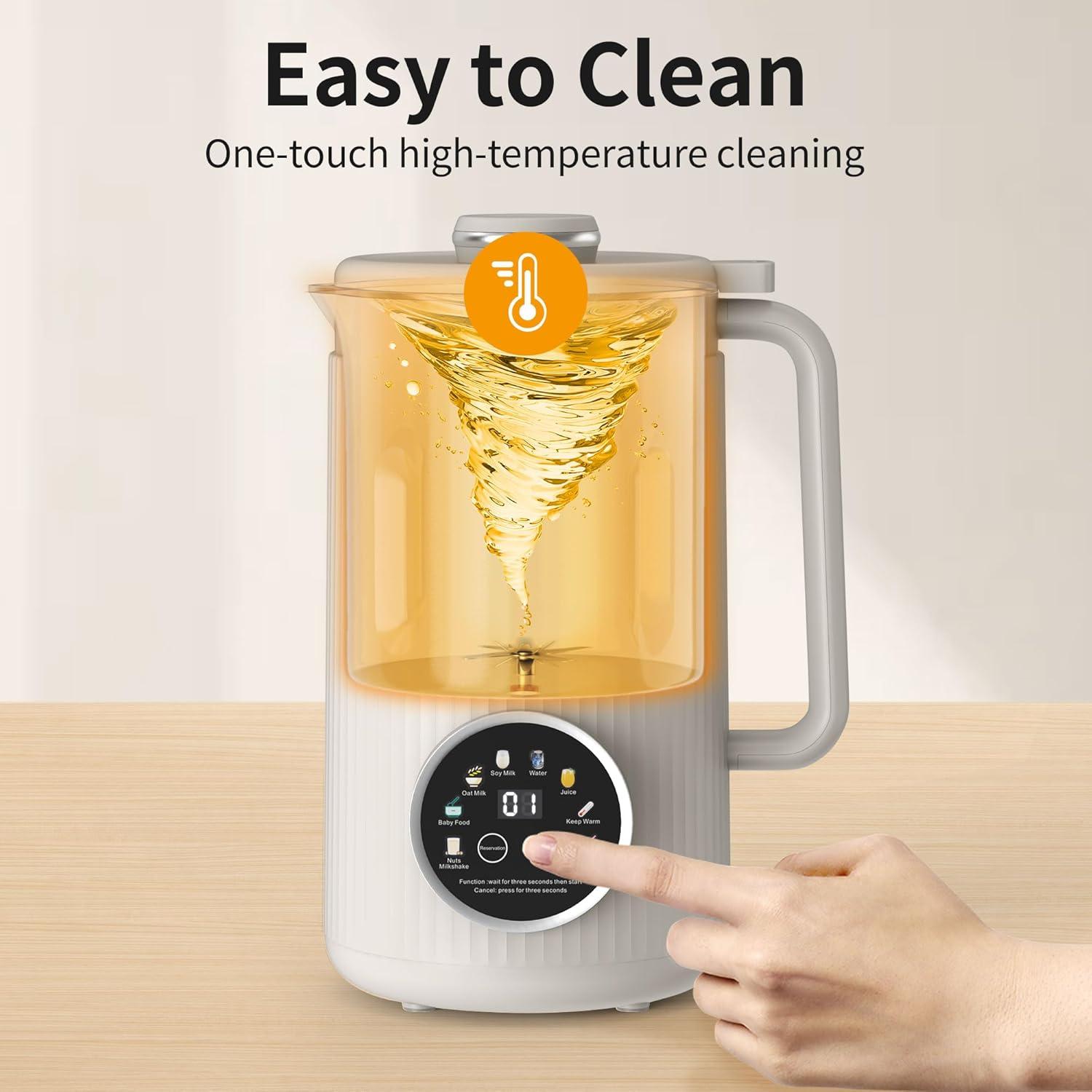 imageVBGK 8 in 1 Automatic Nut Milk Maker Blender with 20 Blades 40oz Homemade Coconut Soy Oat Almond Plant Based Milks and NonDairy Beverages with18H Delay StartKeep WarmBoil WaterSelfCleaning