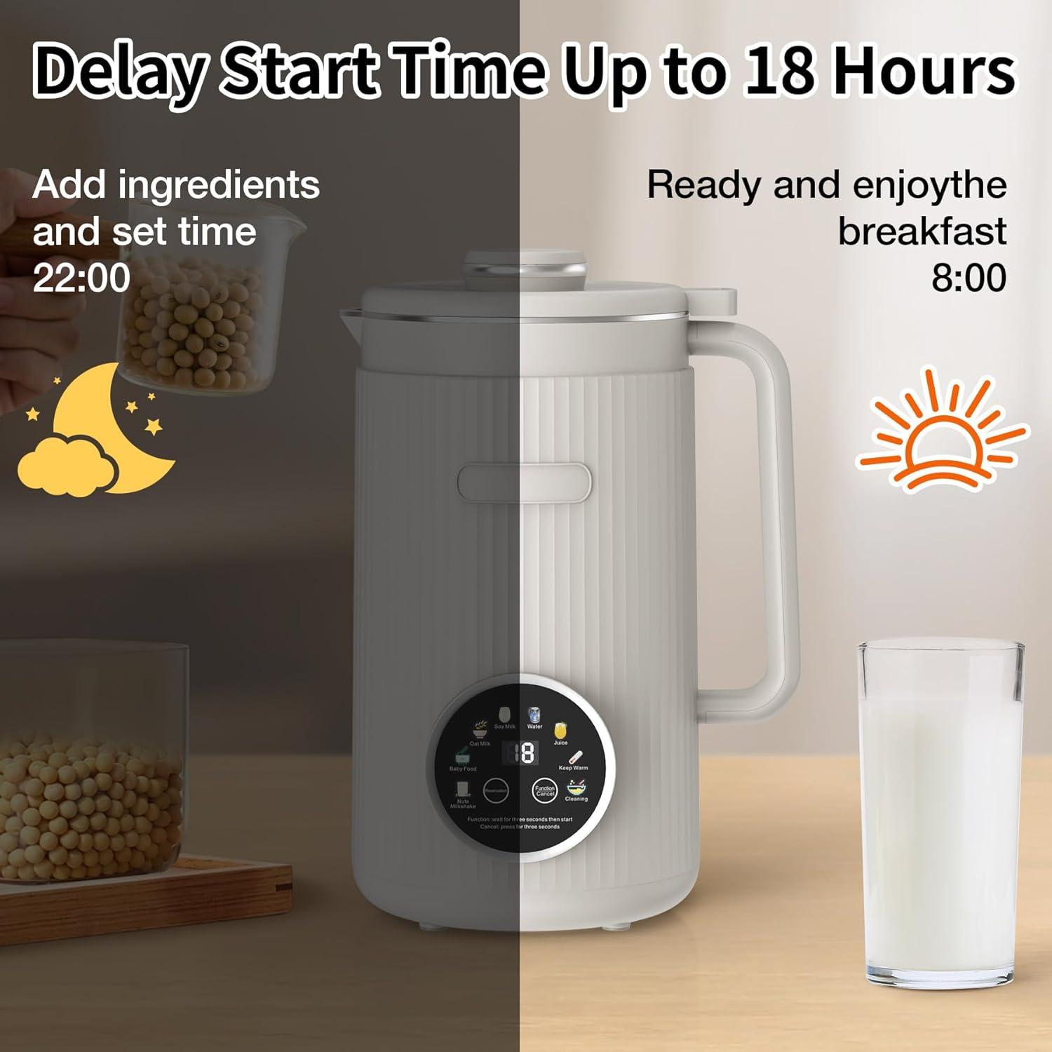 imageVBGK 8 in 1 Automatic Nut Milk Maker Blender with 20 Blades 40oz Homemade Coconut Soy Oat Almond Plant Based Milks and NonDairy Beverages with18H Delay StartKeep WarmBoil WaterSelfCleaning