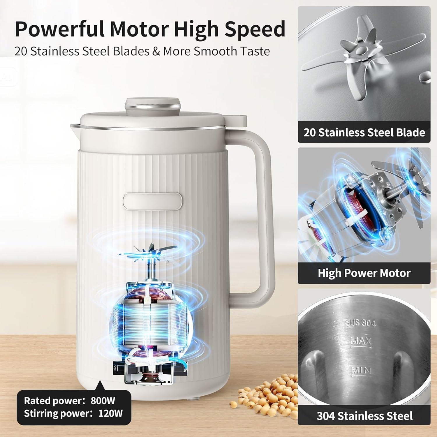 imageVBGK 8 in 1 Automatic Nut Milk Maker Blender with 20 Blades 40oz Homemade Coconut Soy Oat Almond Plant Based Milks and NonDairy Beverages with18H Delay StartKeep WarmBoil WaterSelfCleaning
