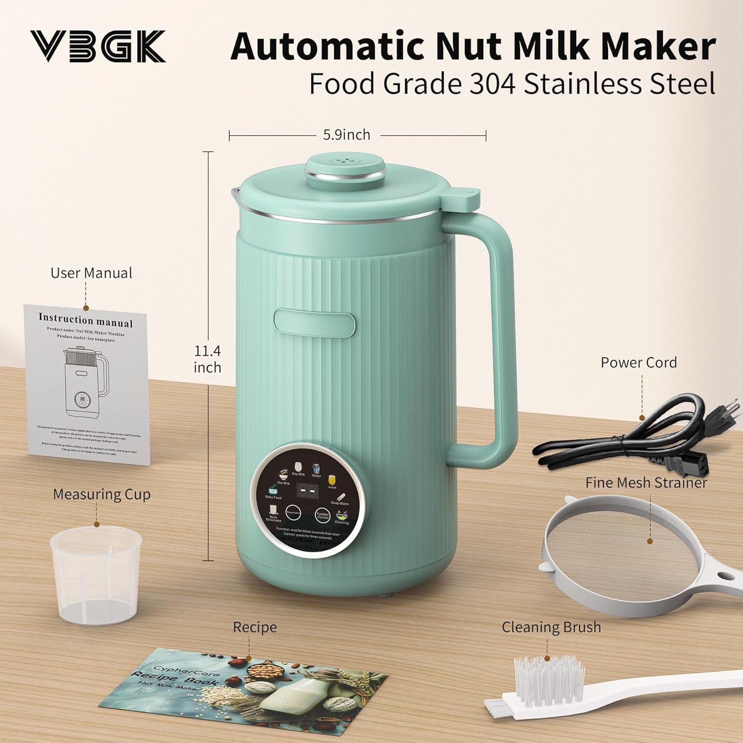 imageVBGK 8 in 1 Nut Milk Maker Blender With 20 Bladers40oz Soy Almond Oat Coconut Plant Based and Non Dairy Beverages Automatic Soybean Machine With Delay StartKeep WarmBoil WaterAutoclean