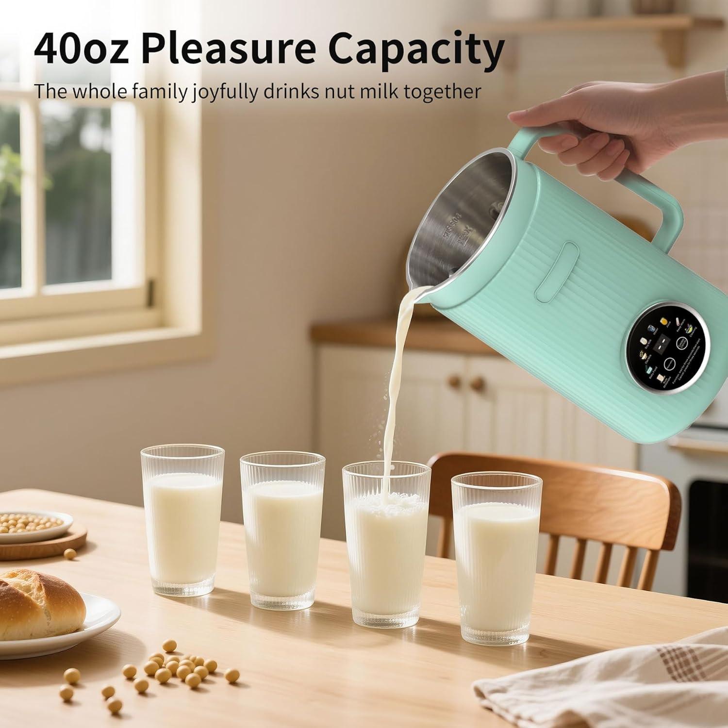 imageVBGK 8 in 1 Nut Milk Maker Blender With 20 Bladers40oz Soy Almond Oat Coconut Plant Based and Non Dairy Beverages Automatic Soybean Machine With Delay StartKeep WarmBoil WaterAutoclean