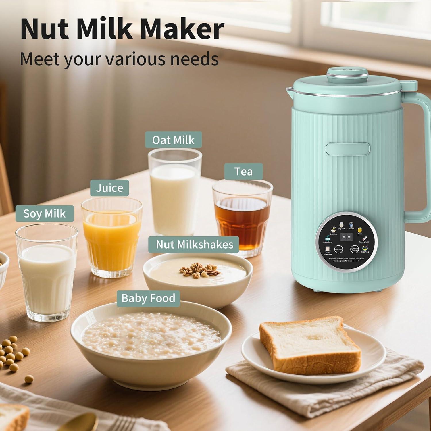 imageVBGK 8 in 1 Nut Milk Maker Blender With 20 Bladers40oz Soy Almond Oat Coconut Plant Based and Non Dairy Beverages Automatic Soybean Machine With Delay StartKeep WarmBoil WaterAutoclean