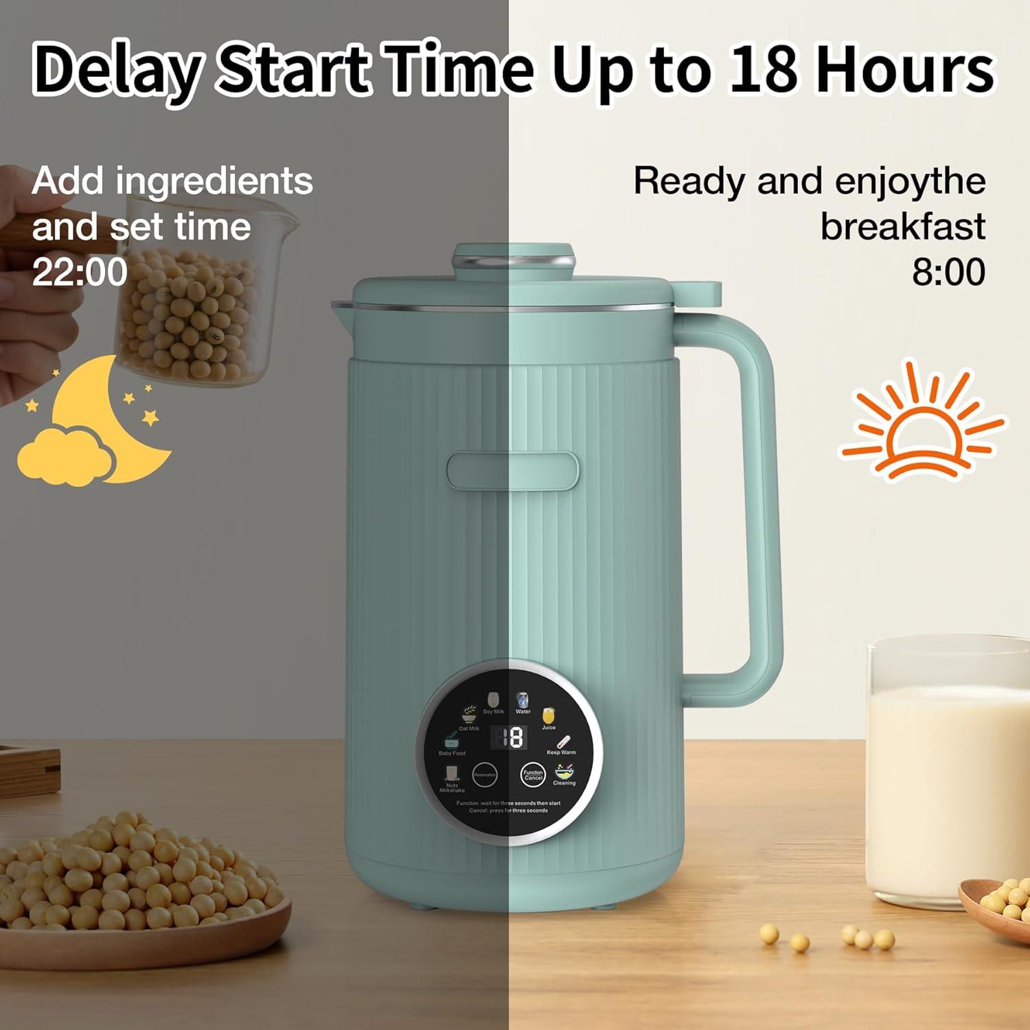 imageVBGK 8 in 1 Nut Milk Maker Blender With 20 Bladers40oz Soy Almond Oat Coconut Plant Based and Non Dairy Beverages Automatic Soybean Machine With Delay StartKeep WarmBoil WaterAutoclean