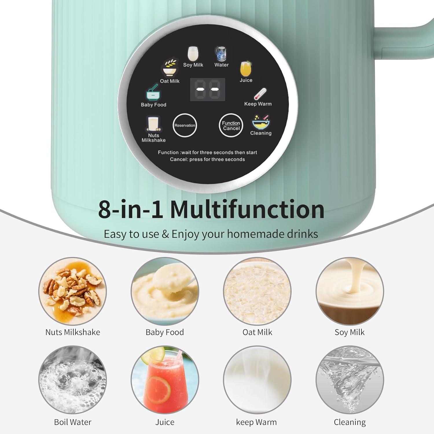 imageVBGK 8 in 1 Nut Milk Maker Blender With 20 Bladers40oz Soy Almond Oat Coconut Plant Based and Non Dairy Beverages Automatic Soybean Machine With Delay StartKeep WarmBoil WaterAutoclean