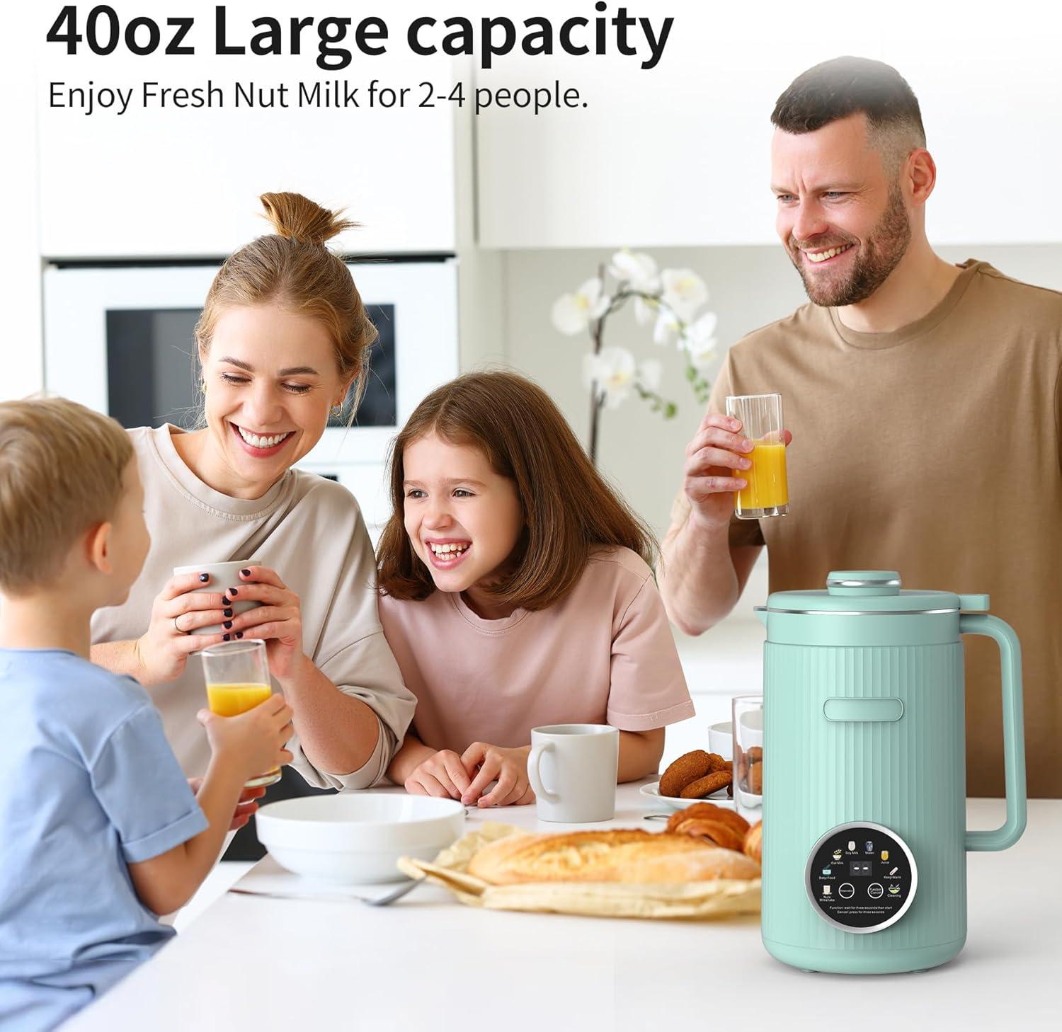 imageVBGK 8 in 1 Nut Milk Maker Blender With 20 Bladers40oz Soy Almond Oat Coconut Plant Based and Non Dairy Beverages Automatic Soybean Machine With Delay StartKeep WarmBoil WaterAutoclean