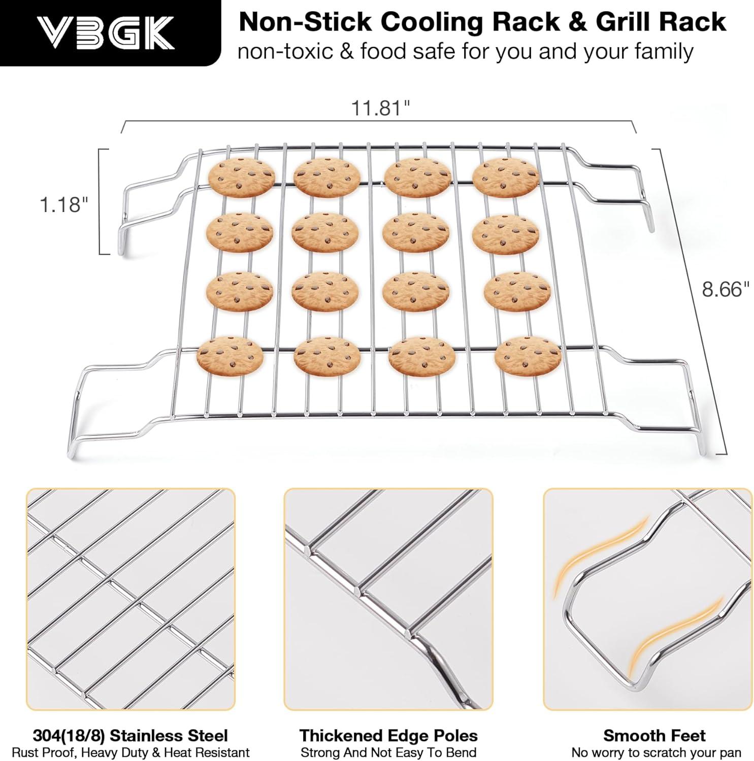 imageVBGK Cooling Rack Heavy Duty Stainless Steel Wire Rack for Baking Grilling Roasting Drying Nonstick 1181quotx866quot Oven ampamp Dishwasher Safe Compatible with Electric Cooktop