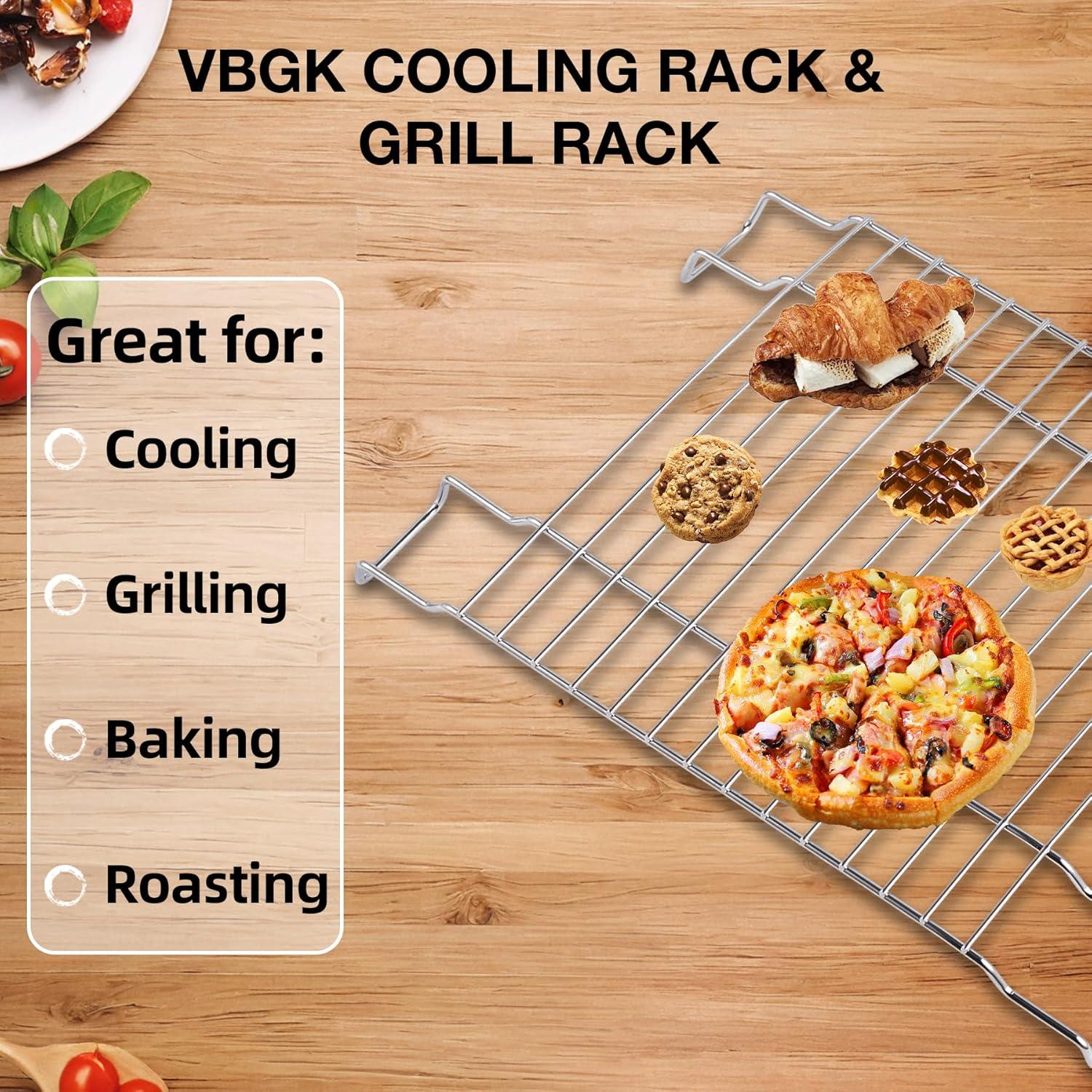 imageVBGK Cooling Rack Heavy Duty Stainless Steel Wire Rack for Baking Grilling Roasting Drying Nonstick 1181quotx866quot Oven ampamp Dishwasher Safe Compatible with Electric Cooktop