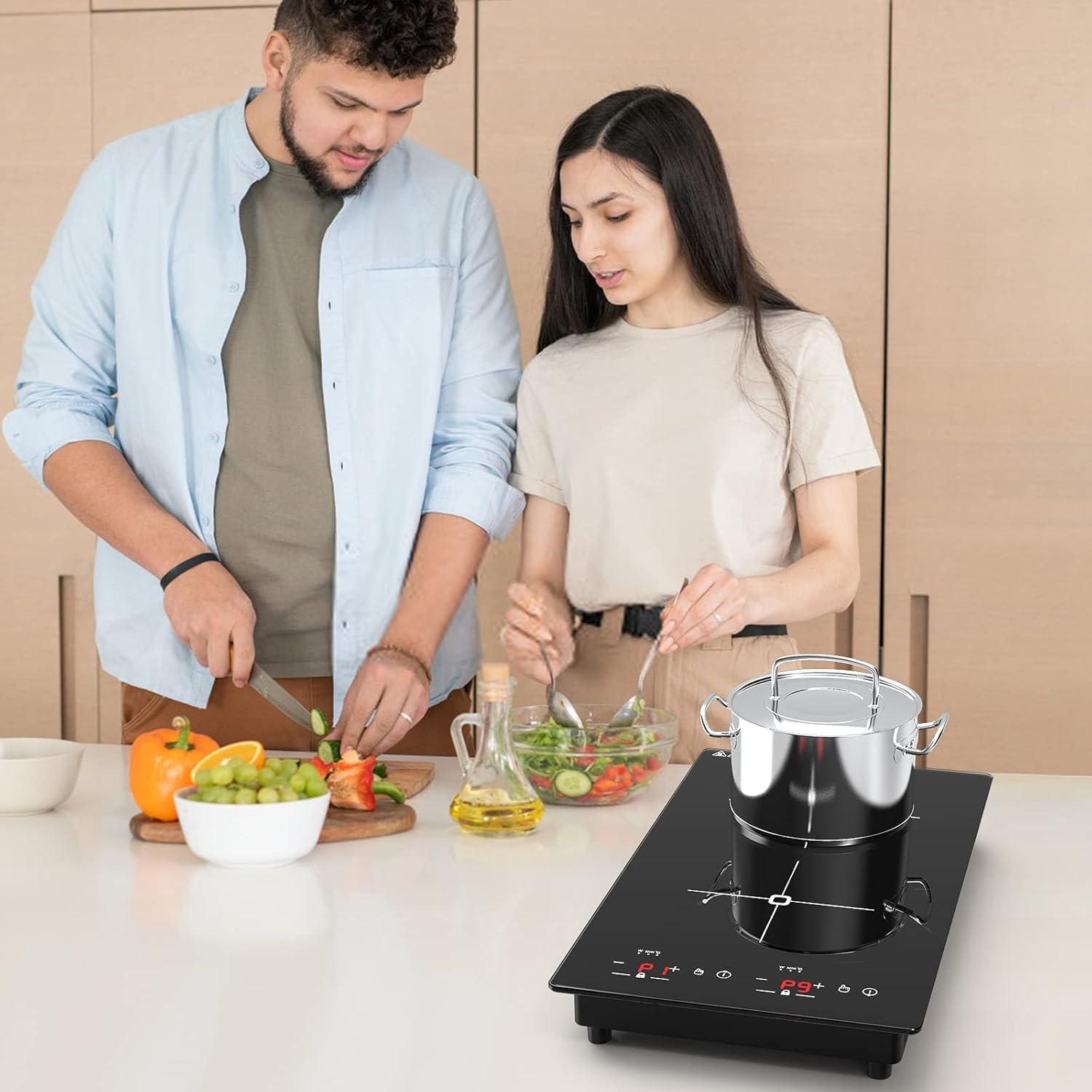 imageVBGK Double Induction Cooktop 2300W 110V 2 burner Induction Cooktop with LED Touch Screen 9 Levels Settings induction hot plate with Child Safety Lock ampamp Timer