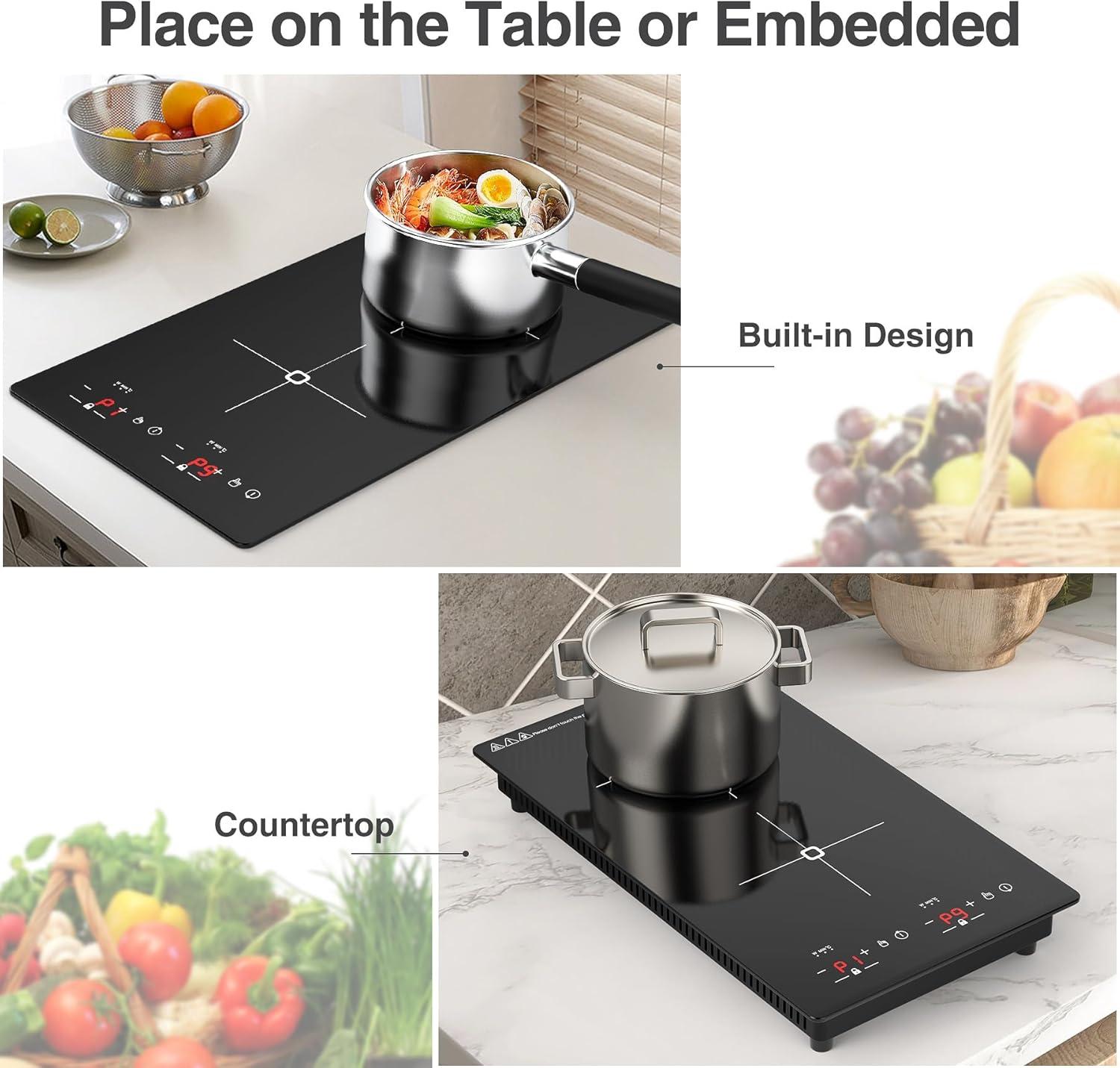 imageVBGK Double Induction Cooktop 2300W 110V 2 burner Induction Cooktop with LED Touch Screen 9 Levels Settings induction hot plate with Child Safety Lock ampamp Timer