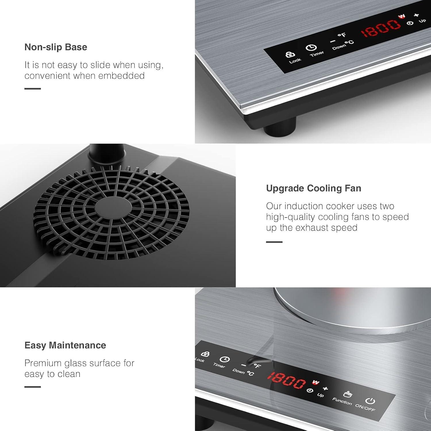 imageVBGK Double Induction Cooktop 24 inch 4000W Electric cooktop with hot plate induction stove top with LED Touch Screen 9 Levels Settings with Child Safety Lock ampamp Timer 110V Induction cooktop 2 burner
