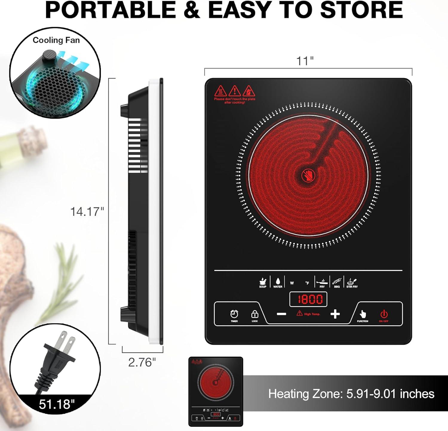 imageVBGK Double Induction Cooktop110V 2300W 2 burner induction cooktop2 burner Hot Plate Electric burner with LCD Touch Screen 9 Levels Settings Child Safety Lock ampamp TimerSingle Burner Electric Cooktop