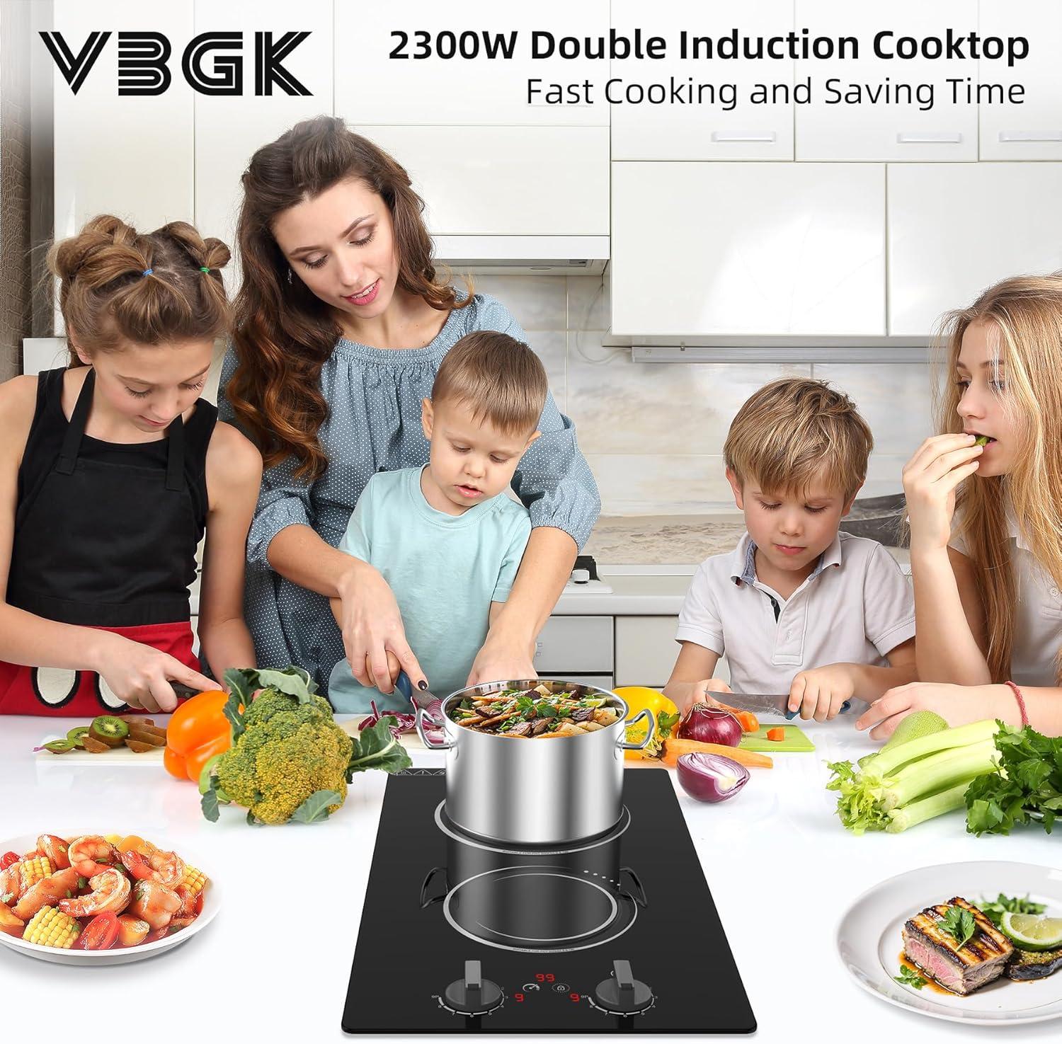imageVBGK Double Induction Cooktop110V 2300W 2 burner induction cooktop2 burner Hot Plate Electric burner with LCD Touch Screen 9 Levels Settings Child Safety Lock ampamp Timer2 Burner induction cooktop