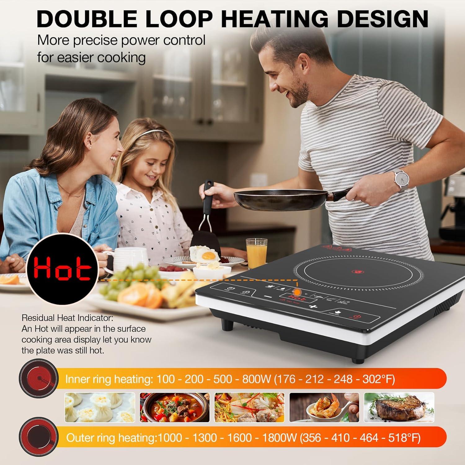 imageVBGK Double Induction Cooktop110V 2300W 2 burner induction cooktop2 burner Hot Plate Electric burner with LCD Touch Screen 9 Levels Settings Child Safety Lock ampamp TimerSingle Burner Electric Cooktop