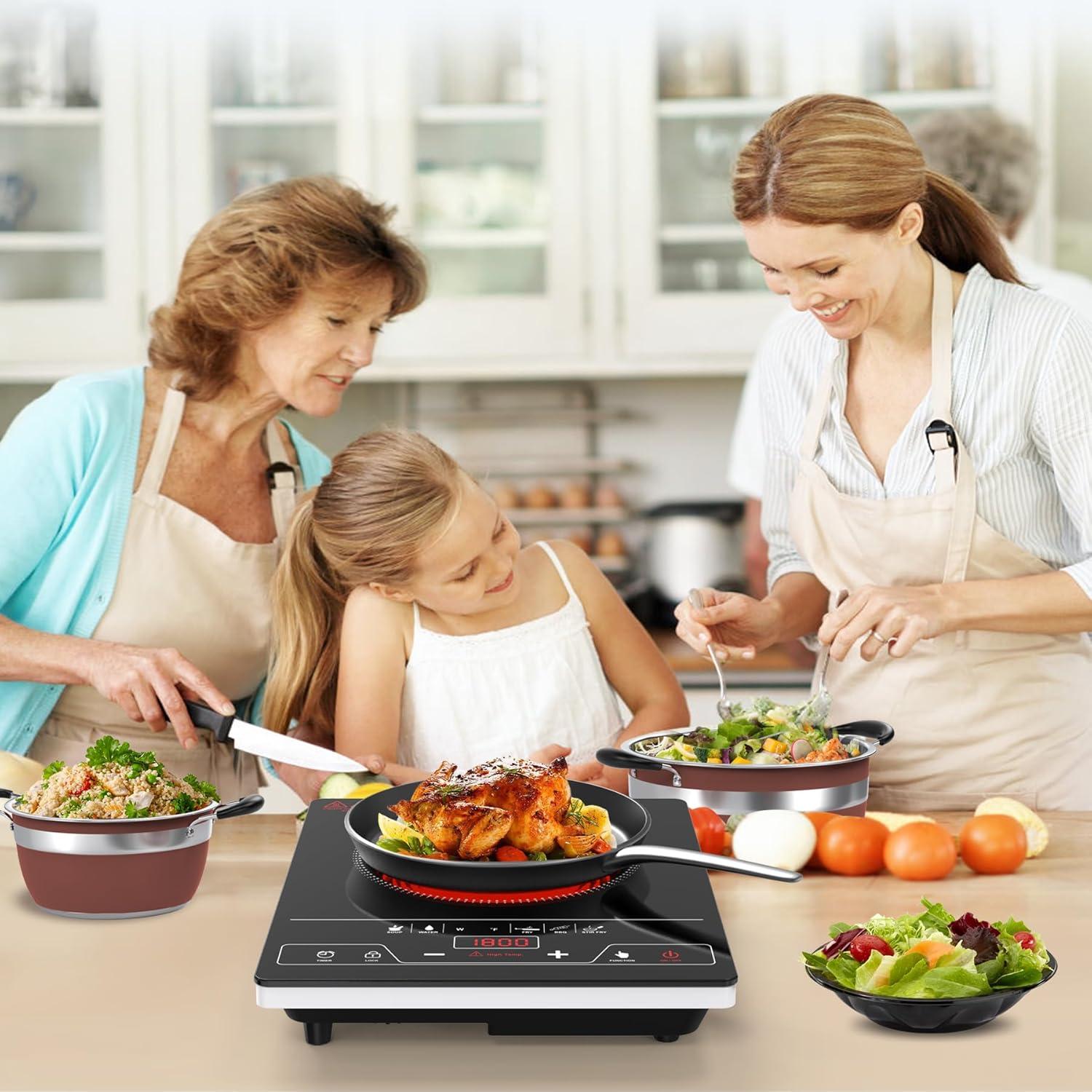 imageVBGK Double Induction Cooktop110V 2300W 2 burner induction cooktop2 burner Hot Plate Electric burner with LCD Touch Screen 9 Levels Settings Child Safety Lock ampamp TimerSingle Burner Electric Cooktop