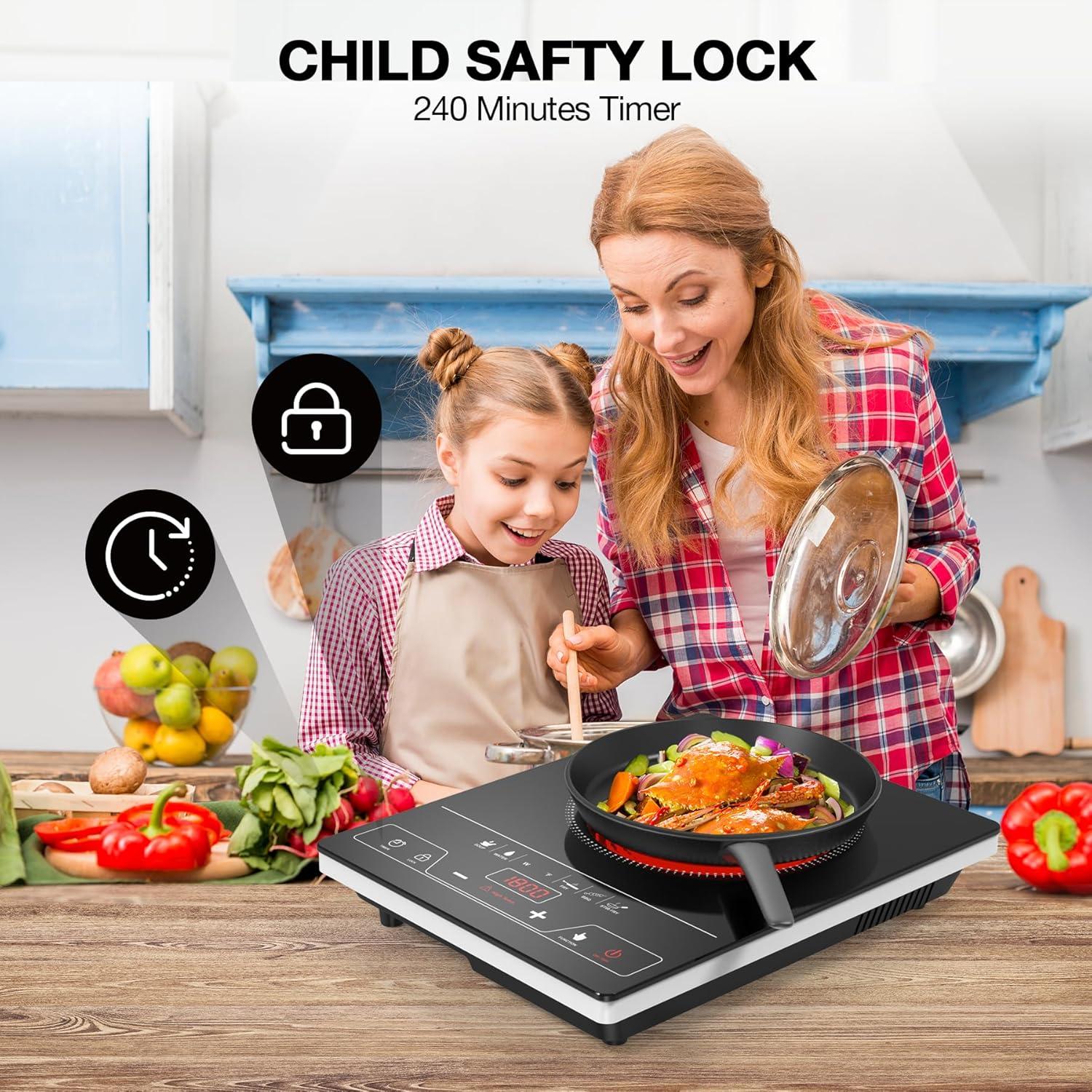 imageVBGK Double Induction Cooktop110V 2300W 2 burner induction cooktop2 burner Hot Plate Electric burner with LCD Touch Screen 9 Levels Settings Child Safety Lock ampamp TimerSingle Burner Electric Cooktop