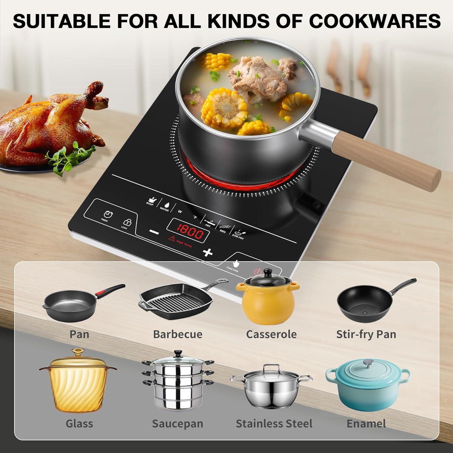 imageVBGK Double Induction Cooktop110V 2300W 2 burner induction cooktop2 burner Hot Plate Electric burner with LCD Touch Screen 9 Levels Settings Child Safety Lock ampamp TimerSingle Burner Electric Cooktop