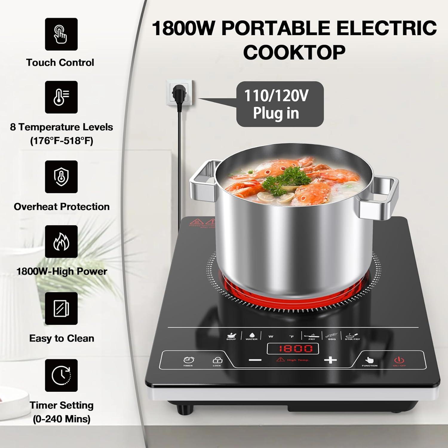 imageVBGK Double Induction Cooktop110V 2300W 2 burner induction cooktop2 burner Hot Plate Electric burner with LCD Touch Screen 9 Levels Settings Child Safety Lock ampamp TimerSingle Burner Electric Cooktop