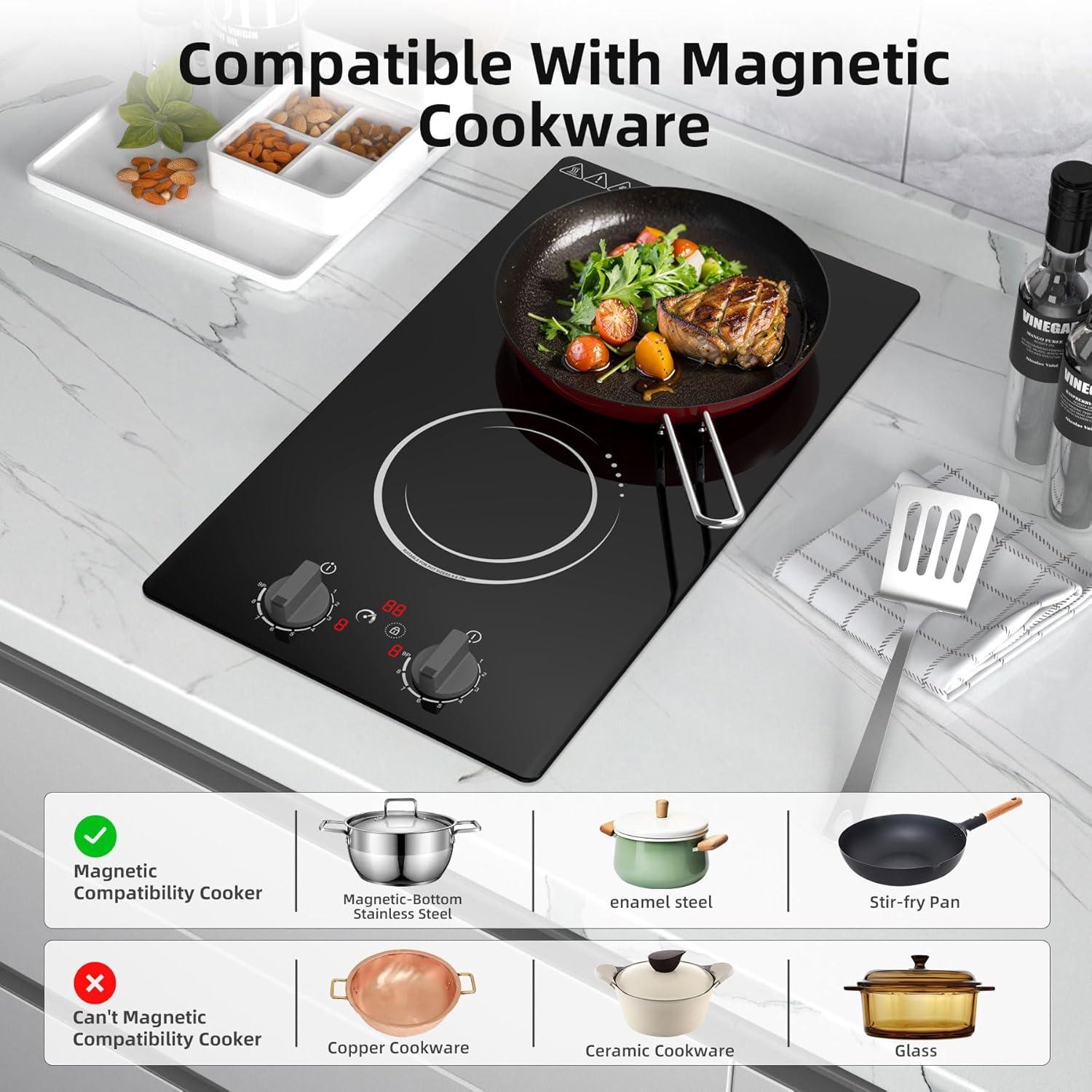 imageVBGK Double Induction Cooktop110V 2300W 2 burner induction cooktop2 burner Hot Plate Electric burner with LCD Touch Screen 9 Levels Settings Child Safety Lock ampamp Timer2 Burner induction cooktop