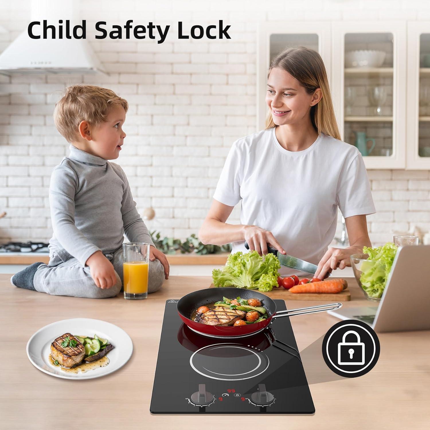 imageVBGK Double Induction Cooktop110V 2300W 2 burner induction cooktop2 burner Hot Plate Electric burner with LCD Touch Screen 9 Levels Settings Child Safety Lock ampamp Timer2 Burner induction cooktop