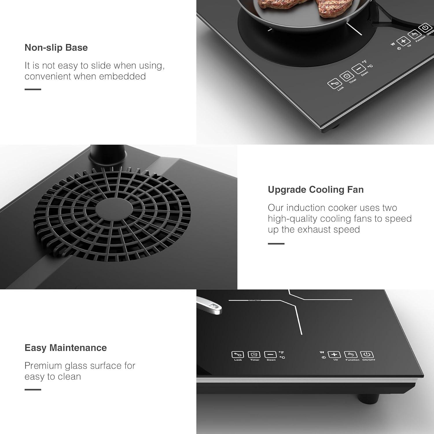 imageVBGK Double Induction Cooktop110V 4000W Electric burner2 burner Hot Plate LED Sensor Touch EnergySaving induction stove top with Child Safety Lock ampamp Timer 2 burner induction cooktop