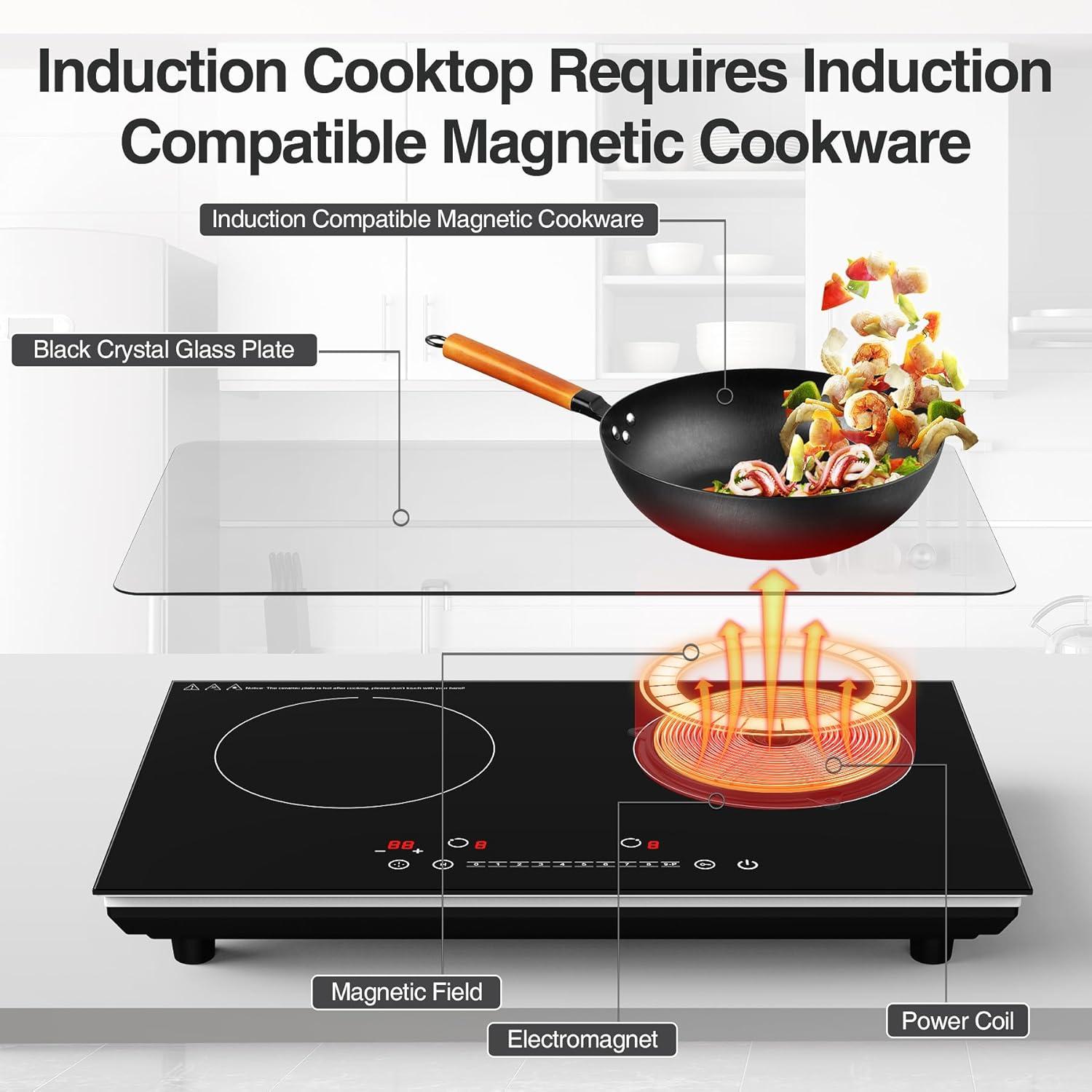 imageVBGK Electric Cooktop 36 inchBuiltin 36 inch Electric Cooktop 8000W Power Control by Knob 36 induction cooktop with 9 Power Levels with Child Safety Lock TimerOverTemperature 220V240V2 Burner Induction Cooktop