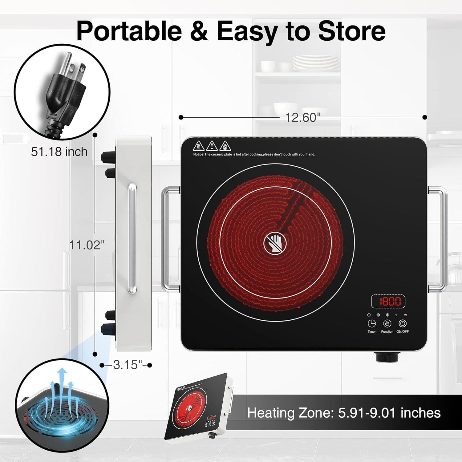 imageVBGK Electric Cooktop 36 inchBuiltin 36 inch Electric Cooktop 8000W Power Control by Knob 36 induction cooktop with 9 Power Levels with Child Safety Lock TimerOverTemperature 220V240VSingle Burner Electric Cooktop