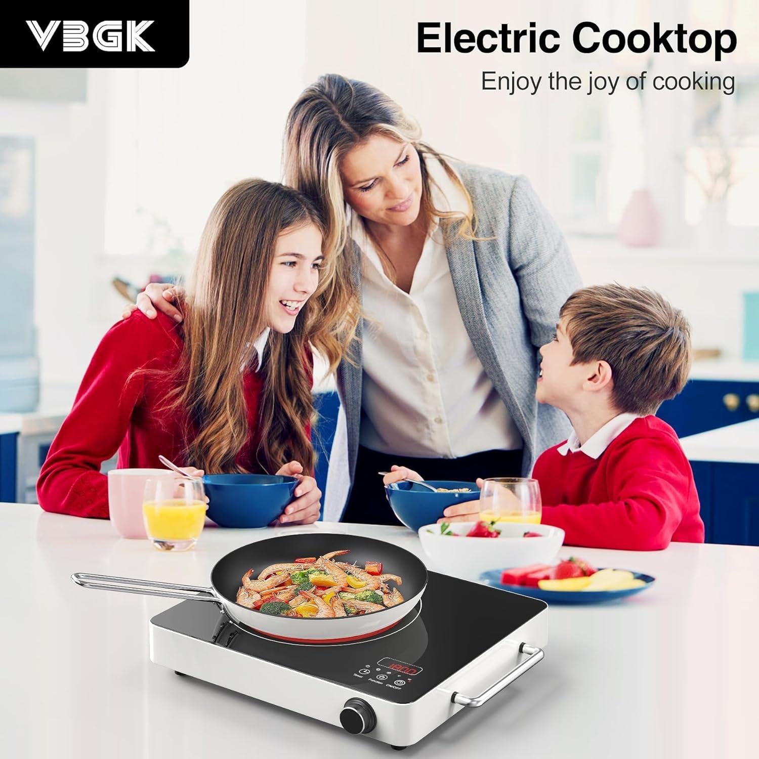imageVBGK Electric Cooktop 36 inchBuiltin 36 inch Electric Cooktop 8000W Power Control by Knob 36 induction cooktop with 9 Power Levels with Child Safety Lock TimerOverTemperature 220V240VSingle Burner Electric Cooktop