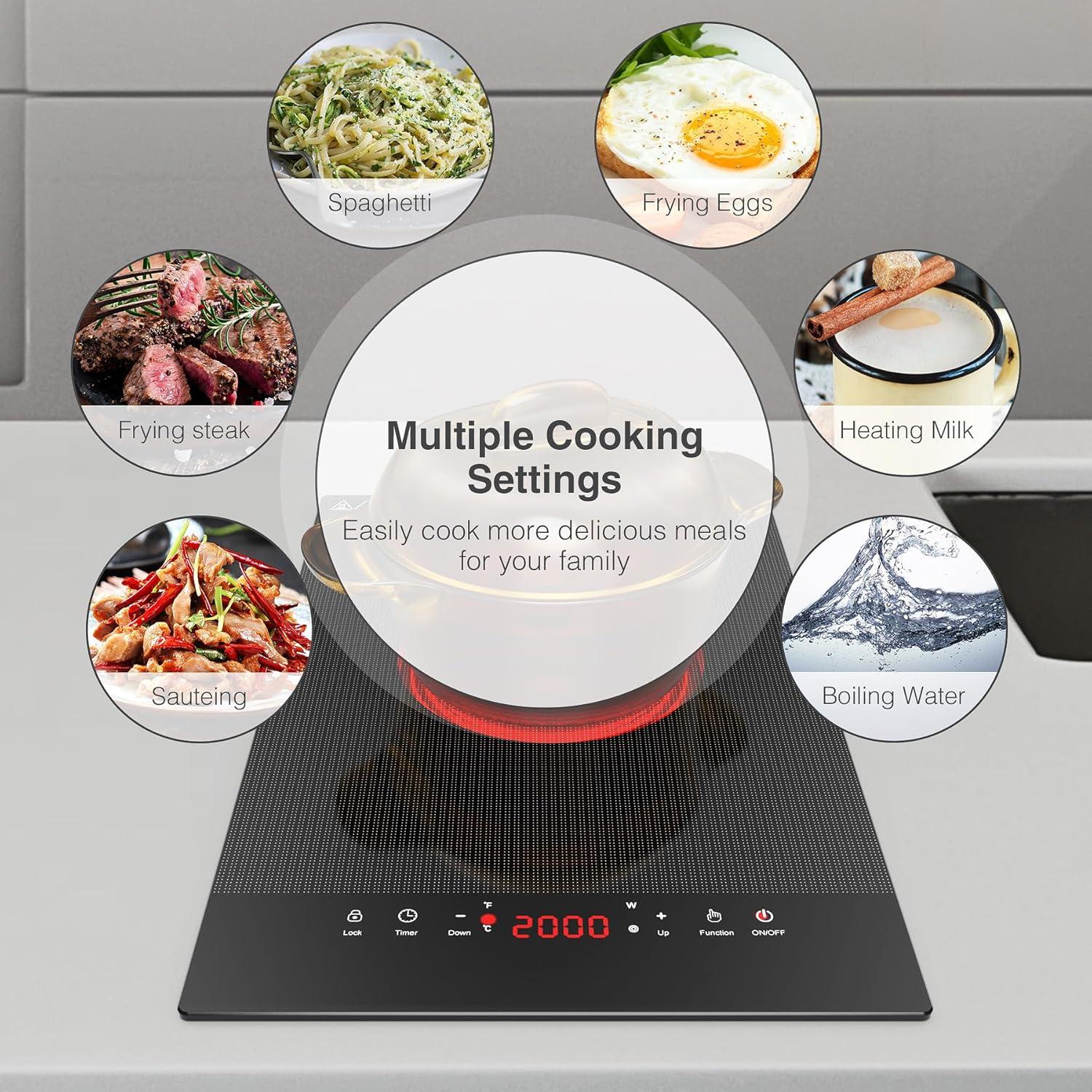 imageVBGK Electric Cooktop110V Electric Stove TopSingle Burner Electric Cooktop LED Touch Control9 Power Levels Kids Lock ampampTimerOverheat Protection2000W Portable Burner