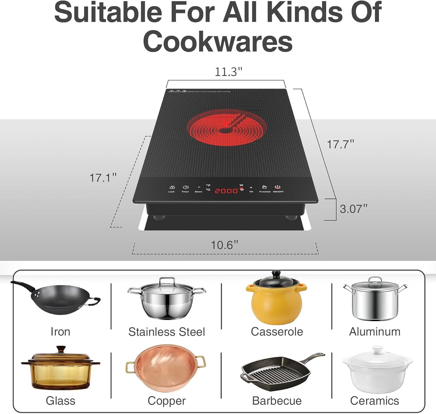 imageVBGK Electric Cooktop110V Electric Stove TopSingle Burner Electric Cooktop LED Touch Control9 Power Levels Kids Lock ampampTimerOverheat Protection2000W Portable Burner