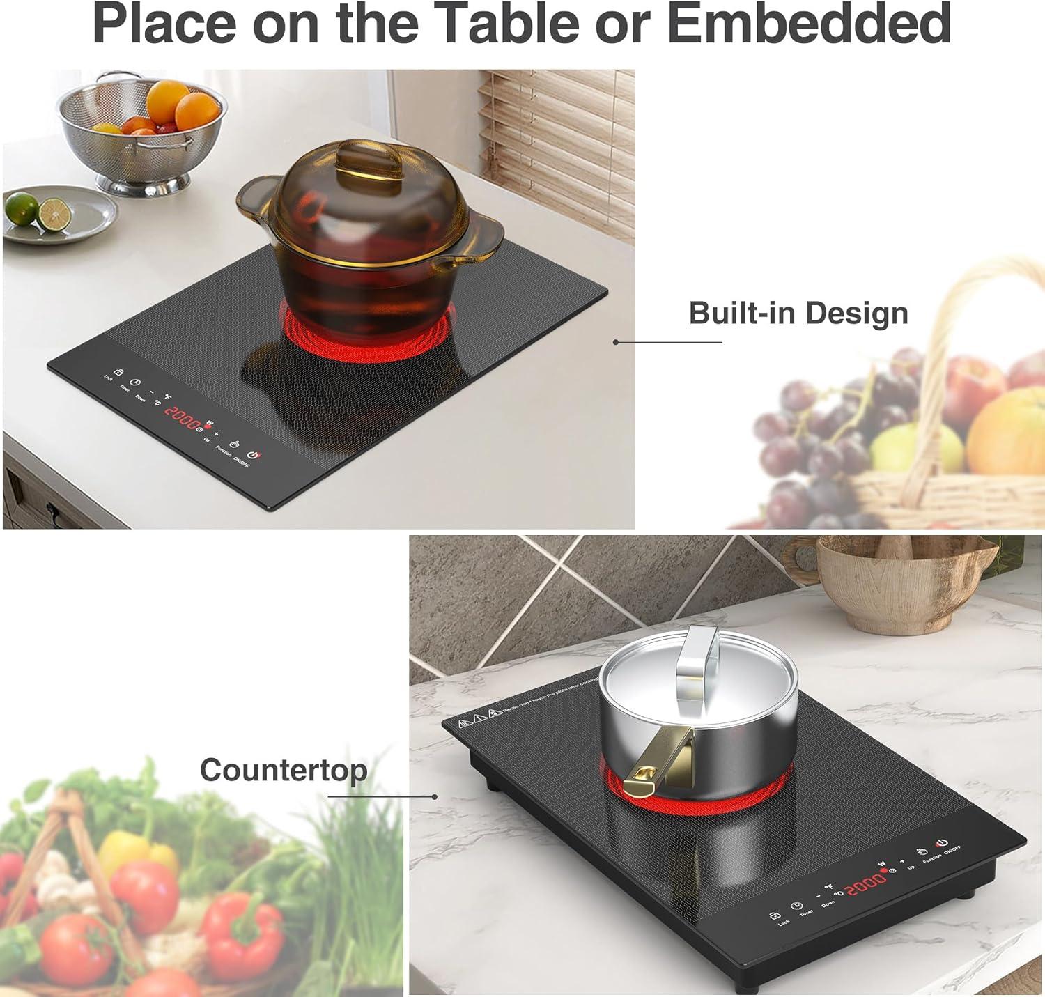 imageVBGK Electric Cooktop110V Electric Stove TopSingle Burner Electric Cooktop LED Touch Control9 Power Levels Kids Lock ampampTimerOverheat Protection2000W Portable Burner