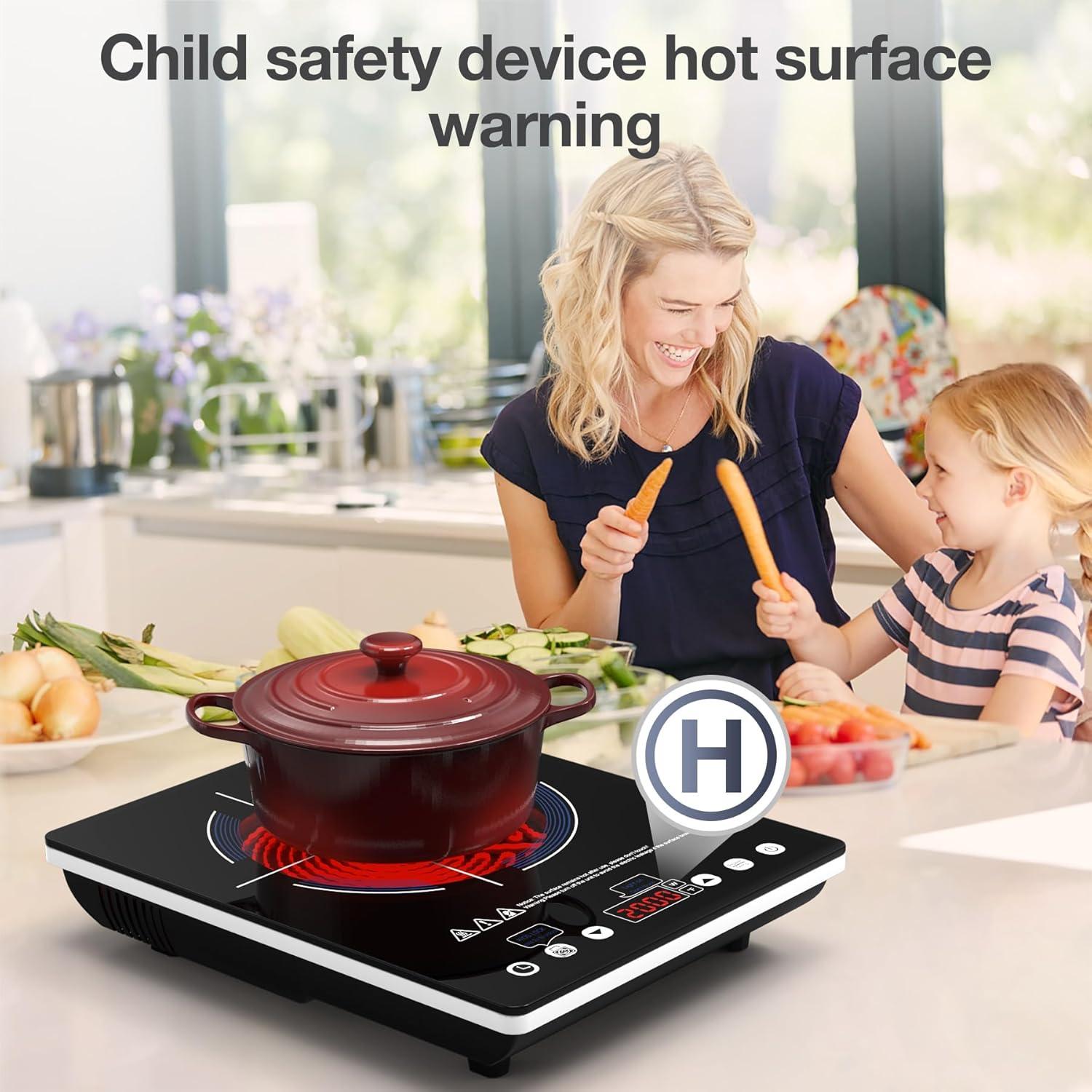 imageVBGK Electric Cooktop110V Electric Stove TopSingle Burner LED Touch Control9 Power Levels Kids Lock ampampTimerOverheat Protection1800W Portable Induction Cooktop