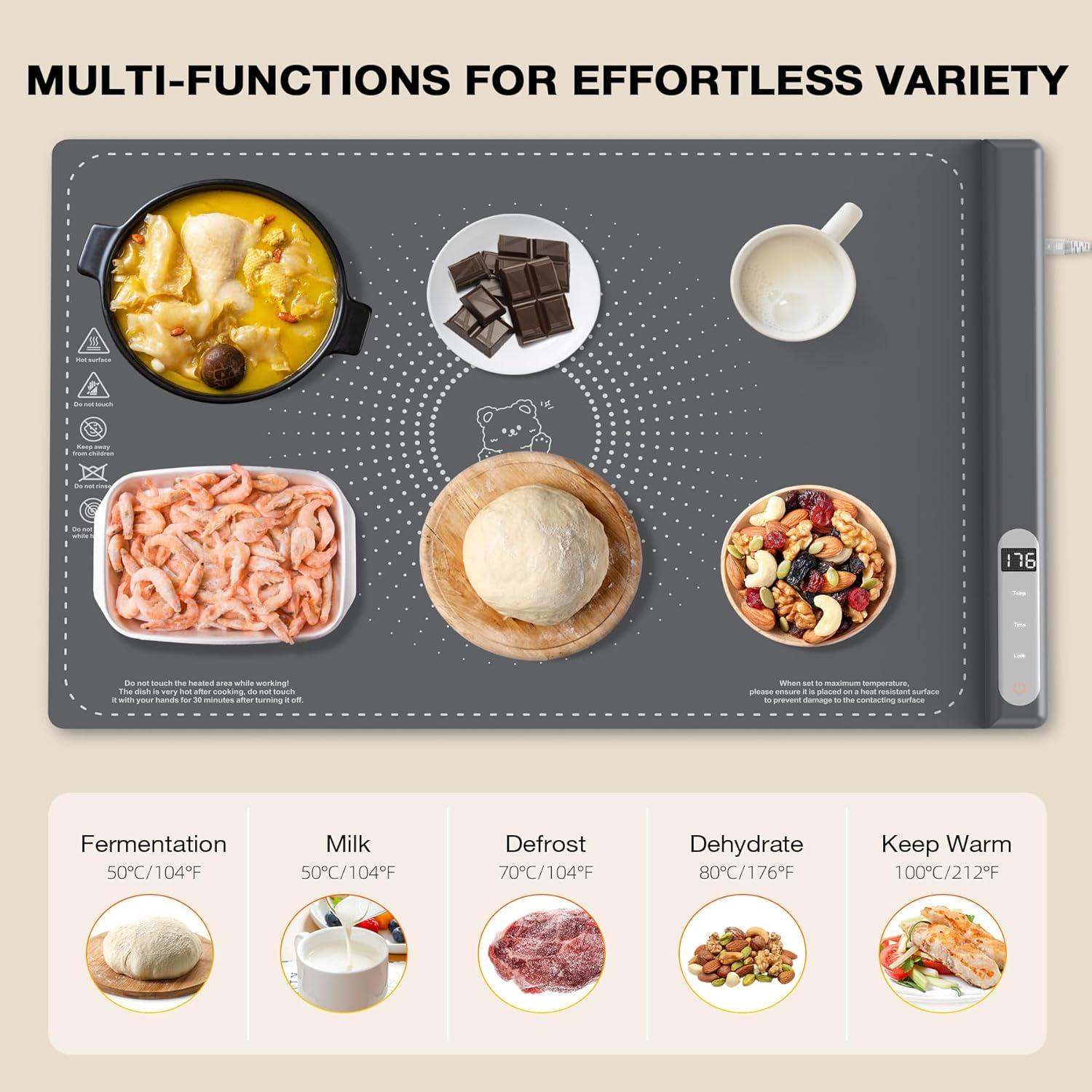 imageVBGK Food Heating Padsurface heating silicone electric heating tray10 stage temperature control 12 hours timer with Child Lock curling and portable for party buffet dailyHome Travel