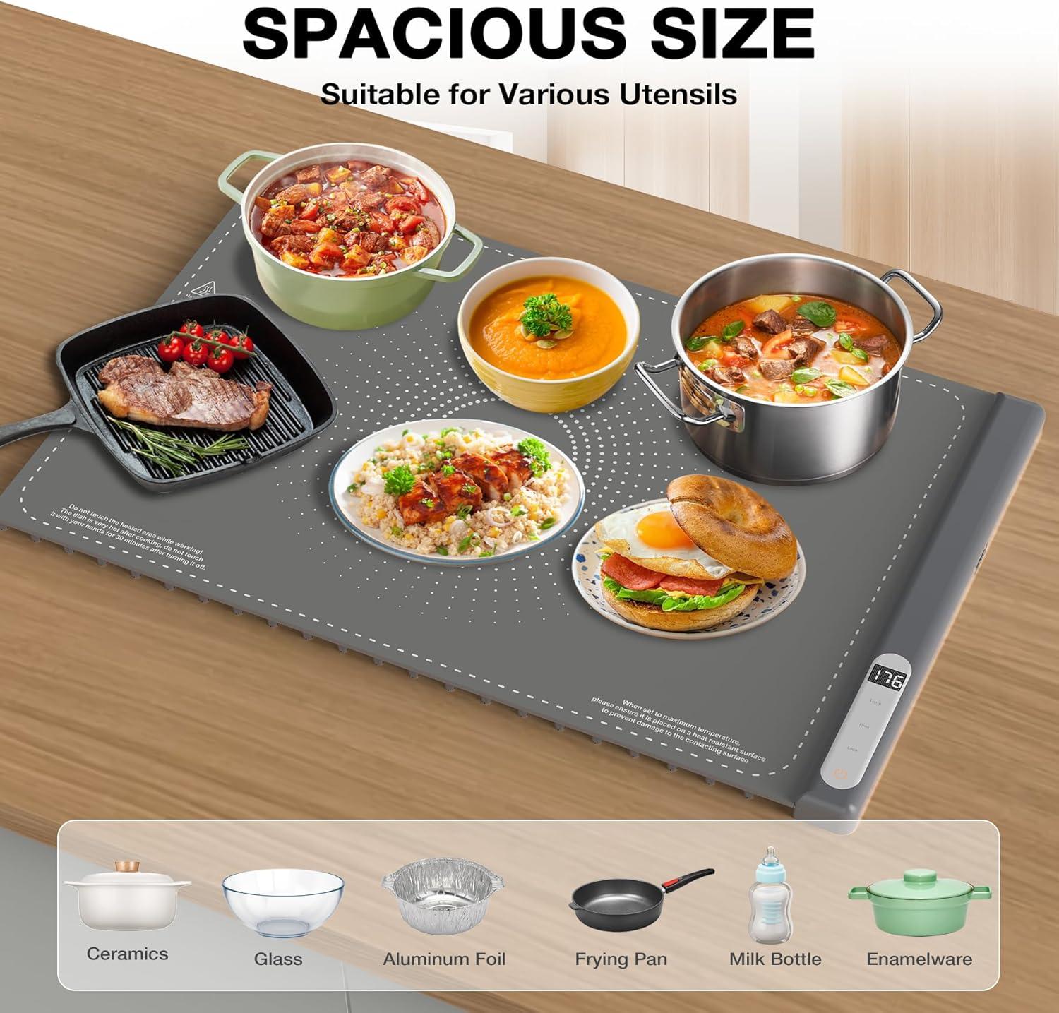 imageVBGK Food Heating Padsurface heating silicone electric heating tray10 stage temperature control 12 hours timer with Child Lock curling and portable for party buffet dailyHome Travel