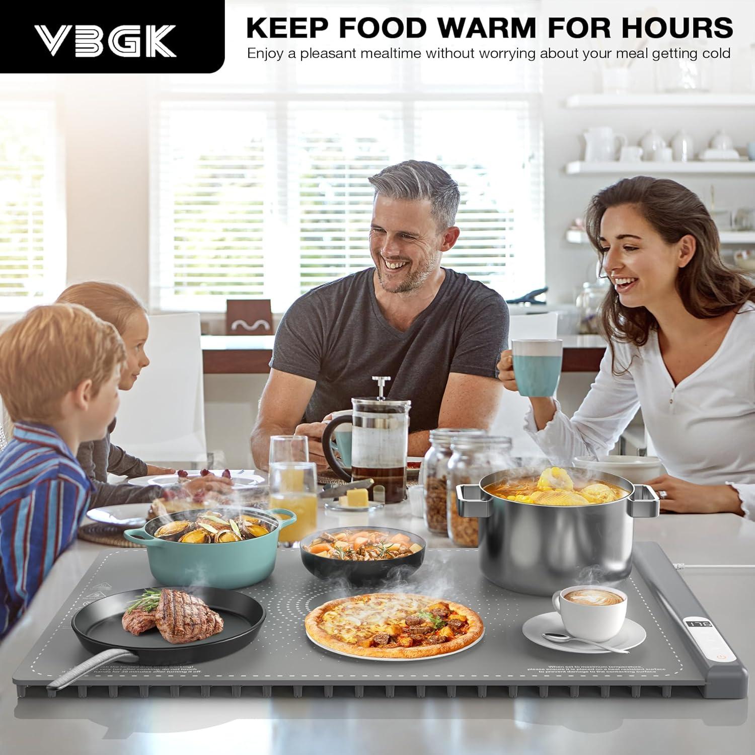 imageVBGK Food Heating Padsurface heating silicone electric heating tray10 stage temperature control 12 hours timer with Child Lock curling and portable for party buffet dailyHome Travel