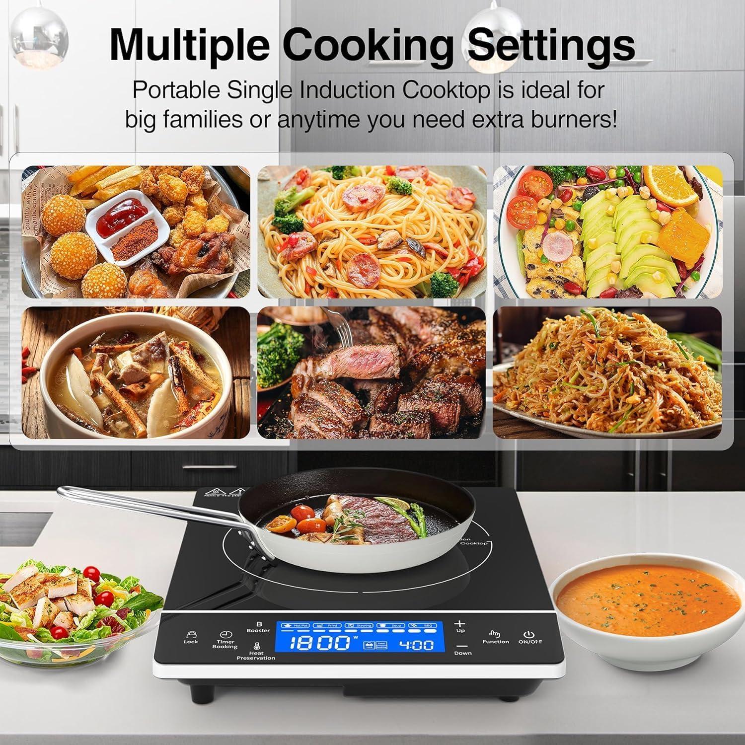 imageVBGK Induction Cooktop1800W Hot Plate for CookingInduction Stove Top with LCD Sensor Touch Control9 Temp LevelsChild Safety Lock ampamp Timer 110V Single Burner Electric CooktopFine