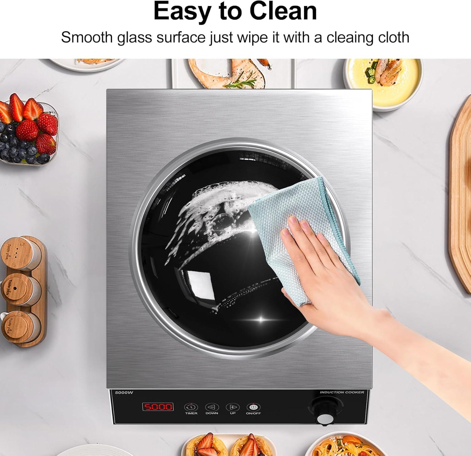 imageVBGK Induction Cooktop1800W Hot Plate for CookingInduction Stove Top with LCD Sensor Touch Control9 Temp LevelsChild Safety Lock ampamp Timer 110V Single Burner Electric CooktopFine