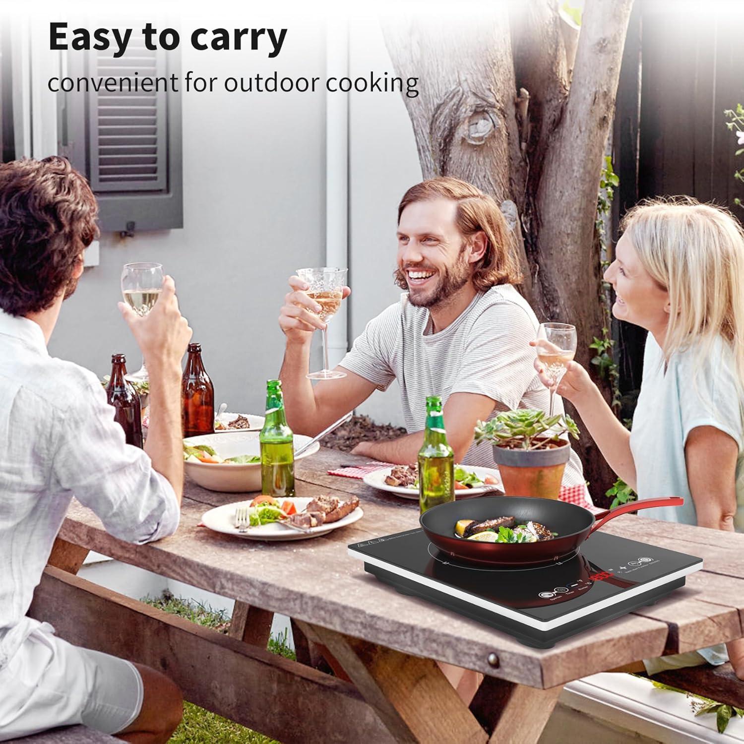 imageVBGK Portable Induction Cooktop110V 1800W Hot Plate Single burner induction cooktop With LED Sensor Touch 9 Power Levels 3h Timer Safety Lock portable cooktop