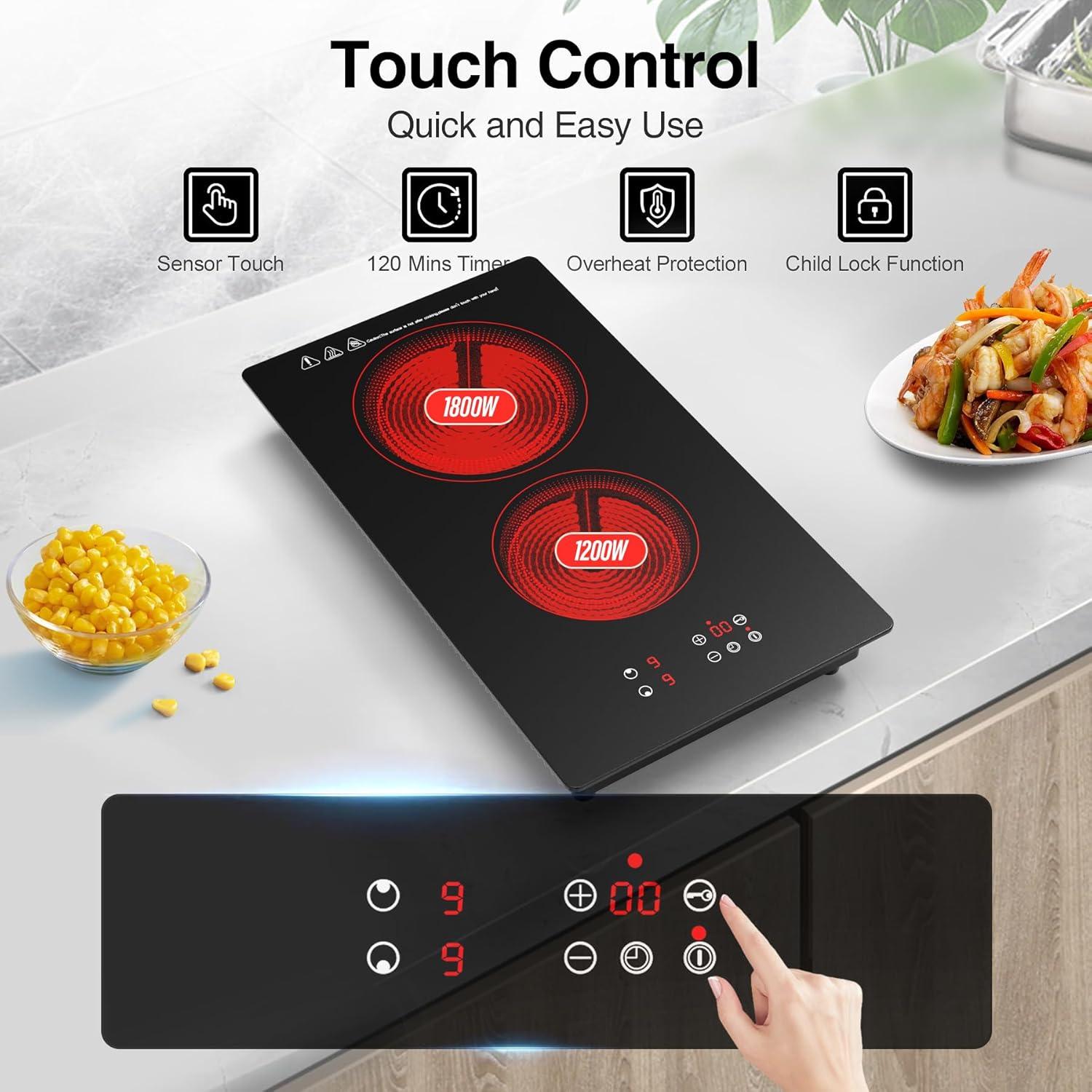 imageVBGK Portable induction Cooktop110V Single Burner Induction Stove Top1800W Induction Hot Plate Electric Burner7 Power Levels Kids Lock ampamp TimerLED touch controlOverheat ProtectionFine