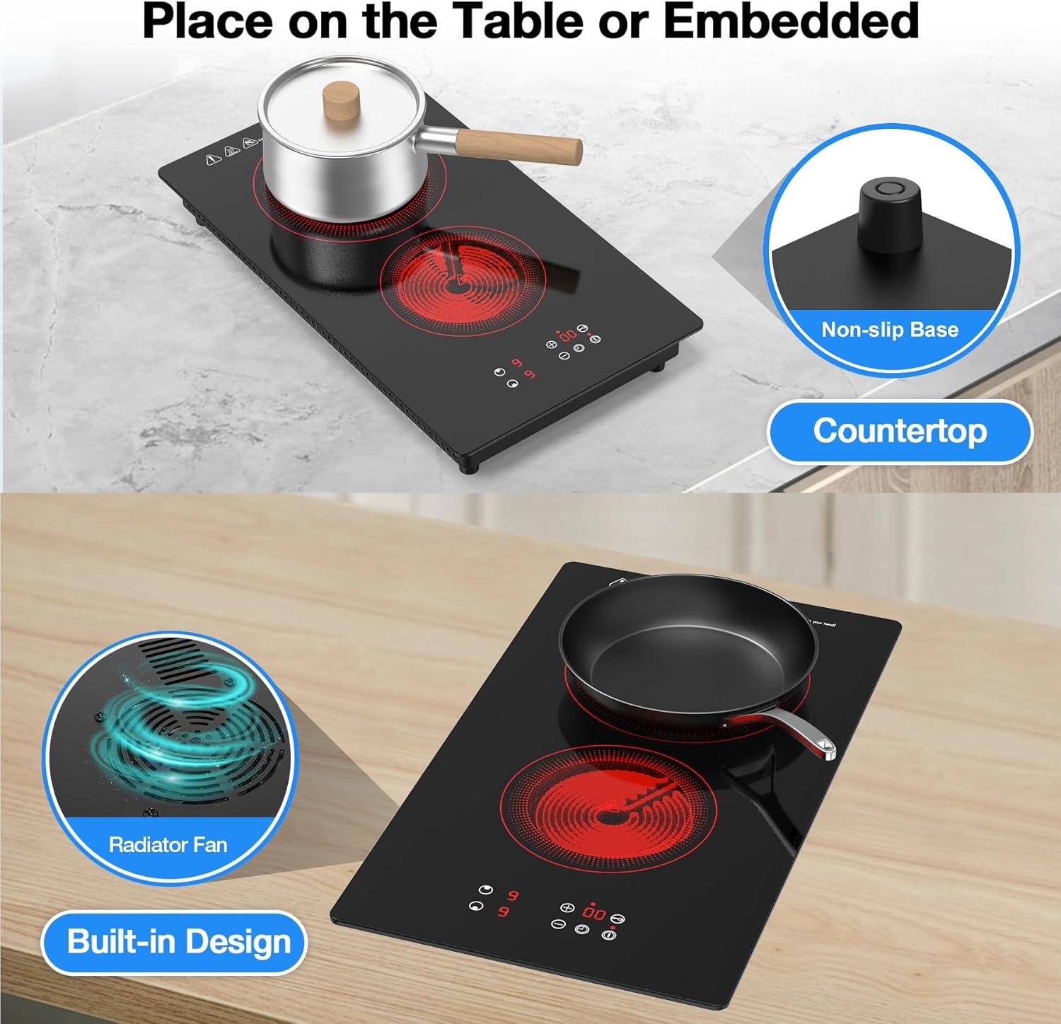 imageVBGK Portable induction Cooktop110V Single Burner Induction Stove Top1800W Induction Hot Plate Electric Burner7 Power Levels Kids Lock ampamp TimerLED touch controlOverheat ProtectionFine