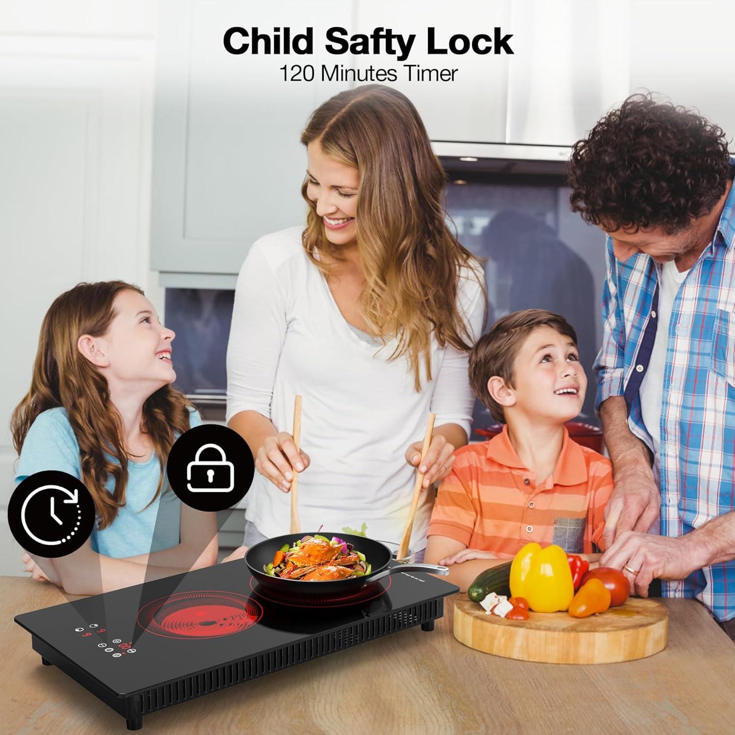 imageVBGK Portable induction Cooktop110V Single Burner Induction Stove Top1800W Induction Hot Plate Electric Burner7 Power Levels Kids Lock ampamp TimerLED touch controlOverheat ProtectionFine