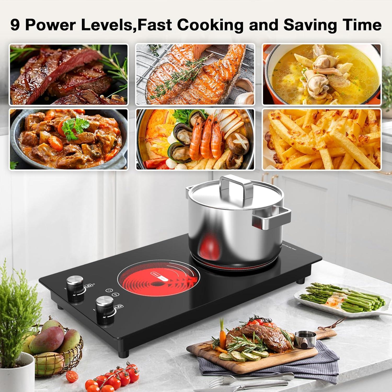 imageVBGK Portable induction Cooktop110V Single Burner Induction Stove Top1800W Induction Hot Plate Electric Burner7 Power Levels Kids Lock ampamp TimerLED touch controlOverheat ProtectionFine