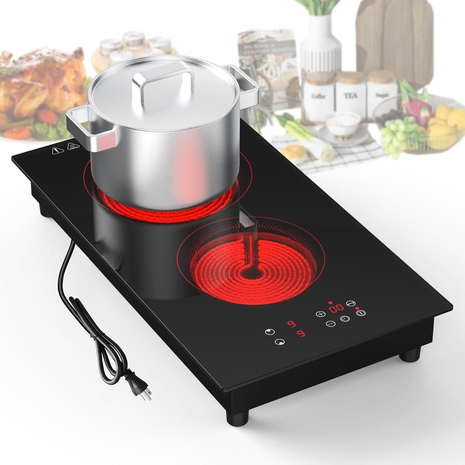 imageVBGK Portable induction Cooktop110V Single Burner Induction Stove Top1800W Induction Hot Plate Electric Burner7 Power Levels Kids Lock ampamp TimerLED touch controlOverheat ProtectionFine