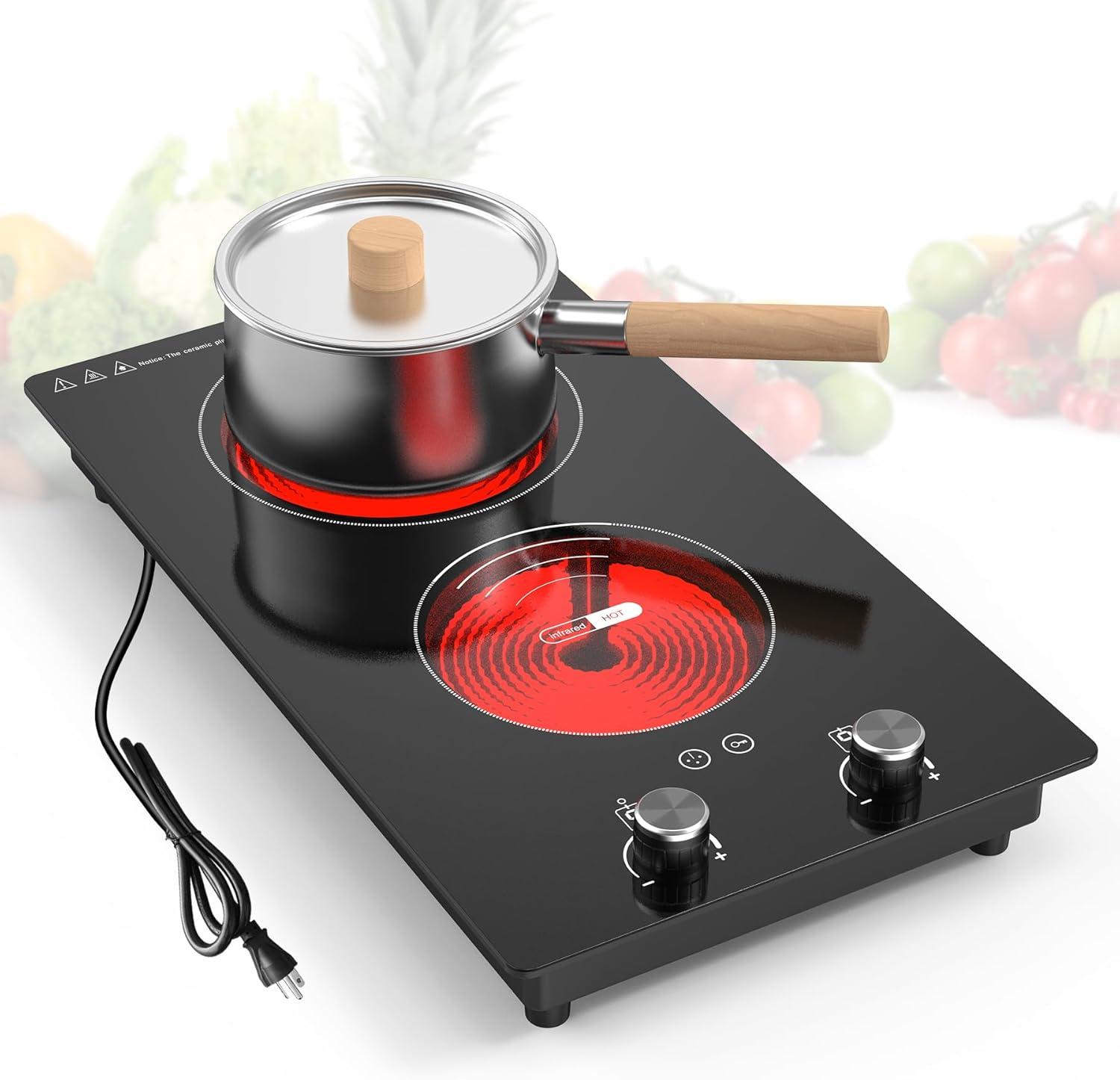 imageVBGK Portable induction Cooktop110V Single Burner Induction Stove Top1800W Induction Hot Plate Electric Burner7 Power Levels Kids Lock ampamp TimerLED touch controlOverheat ProtectionFine