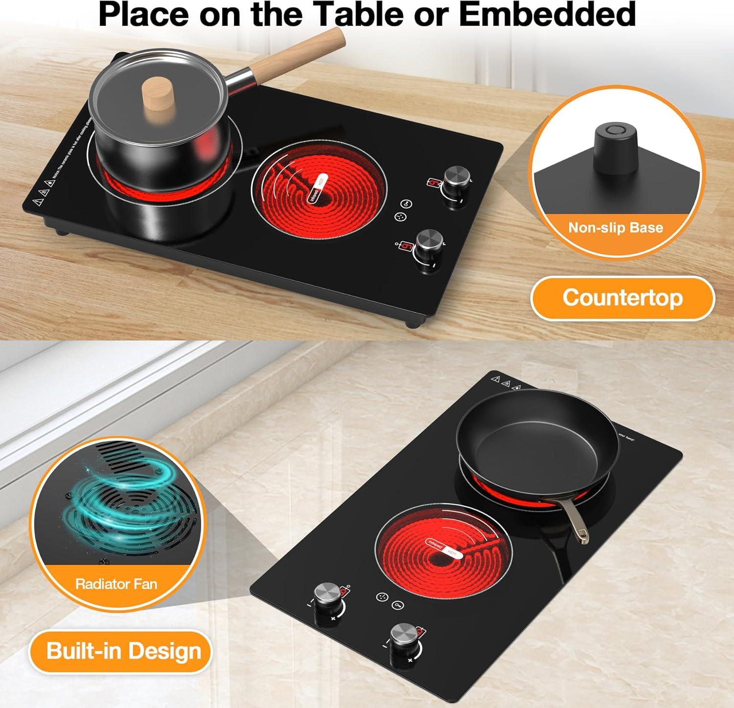 imageVBGK Portable induction Cooktop110V Single Burner Induction Stove Top1800W Induction Hot Plate Electric Burner7 Power Levels Kids Lock ampamp TimerLED touch controlOverheat ProtectionFine