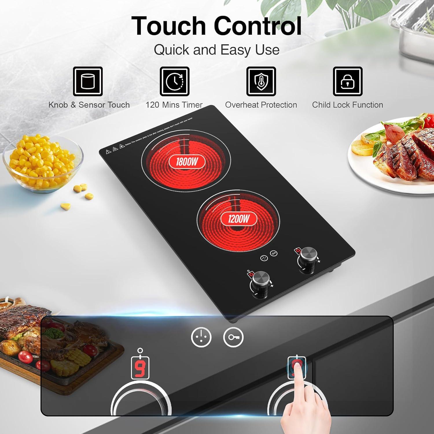 imageVBGK Portable induction Cooktop110V Single Burner Induction Stove Top1800W Induction Hot Plate Electric Burner7 Power Levels Kids Lock ampamp TimerLED touch controlOverheat ProtectionFine