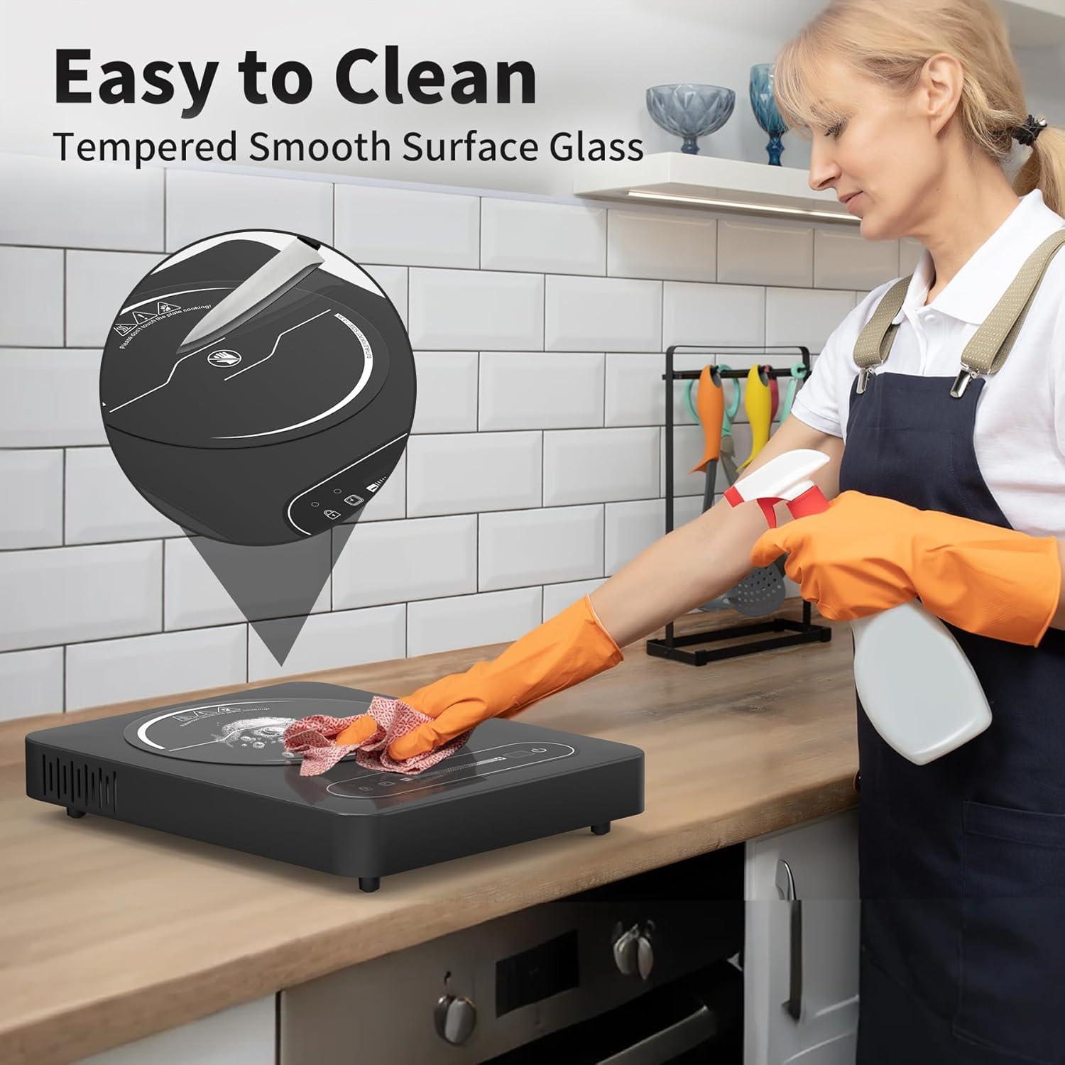 imageVBGK Single Burner Electric Cooktop110V 1800W Stove Top with LED Touch Control9 Power Levels Timer Safety Locksingle Electric burner Overheat protection