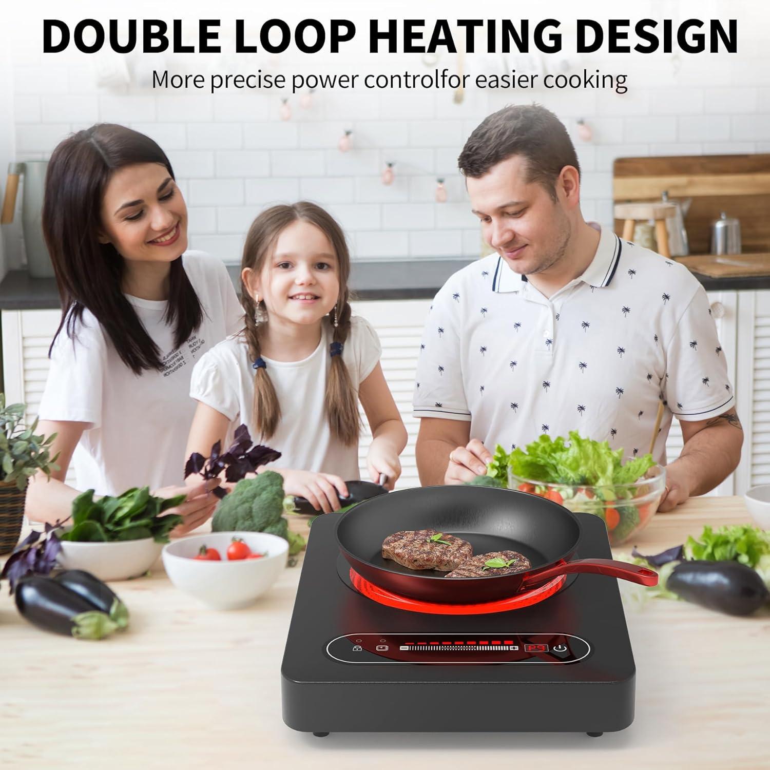 imageVBGK Single Burner Electric Cooktop110V 1800W Stove Top with LED Touch Control9 Power Levels Timer Safety Locksingle Electric burner Overheat protection