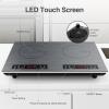 imageVBGK Double Induction Cooktop 24 inch 4000W Electric cooktop with hot plate induction stove top with LED Touch Screen 9 Levels Settings with Child Safety Lock ampamp Timer 110V Induction cooktop 2 burner