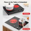imageVBGK Electric Cooktop 1800W Single Burner Induction Cooktop with 9 Power Levels Timer and Knob Control 110120V2 Burner Electric Cooktop