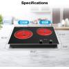 imageVBGK Electric Cooktop 1800W Single Burner Induction Cooktop with 9 Power Levels Timer and Knob Control 110120V2 Burner Electric Cooktop